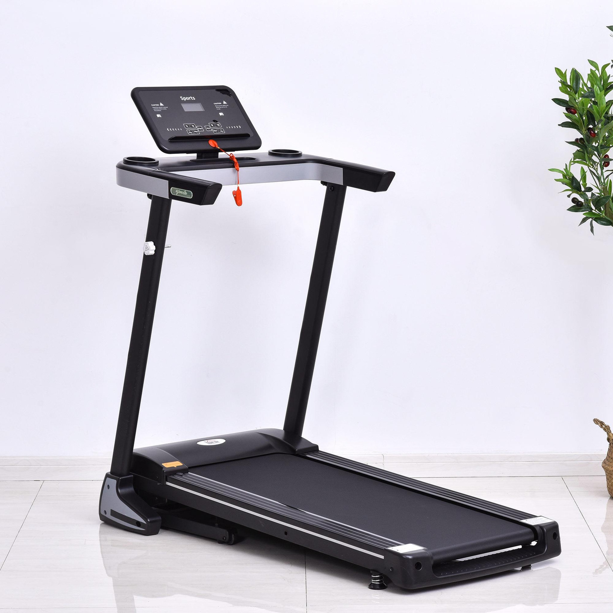 Voir la diapositive 2 : HOMCOM Tapis électrique de course pliable 1-12 Km/h 500 W écran LCD 12 programmes noir