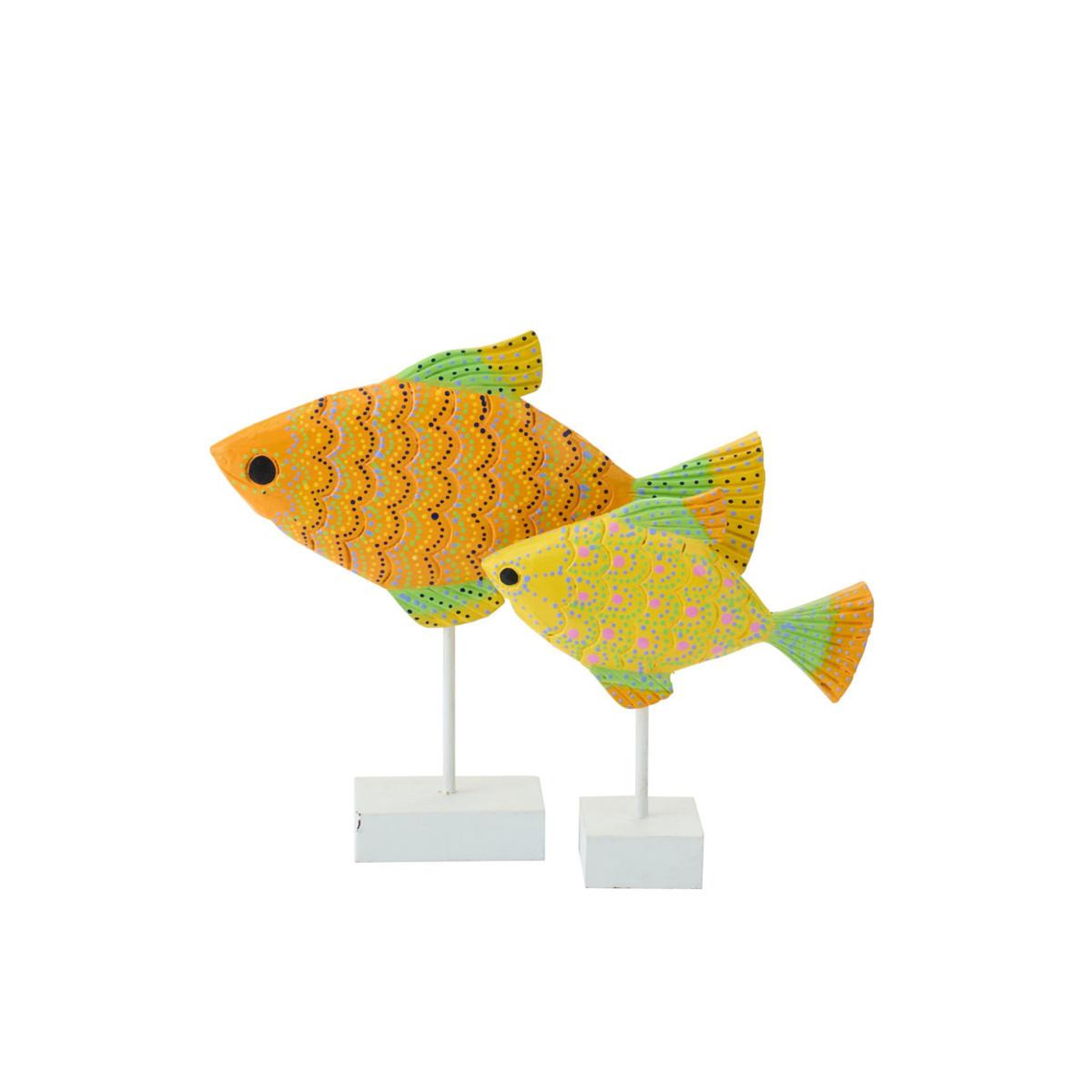 Voir la diapositive 2 : J-LINE Statuette déco poisson en bois  omi  33cm multicolore