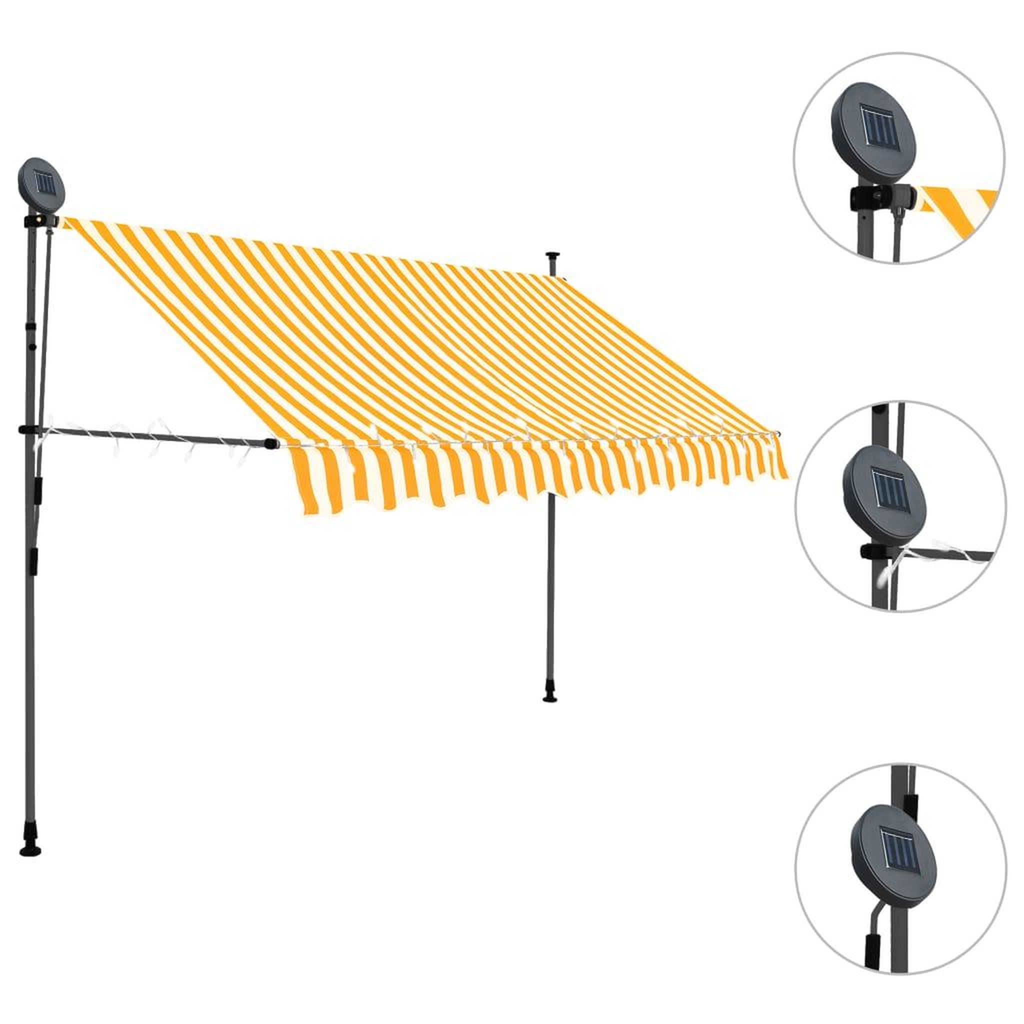 Voir la diapositive 3 : VIDAXL Auvent manuel retractable avec LED 300 cm Blanc et orange