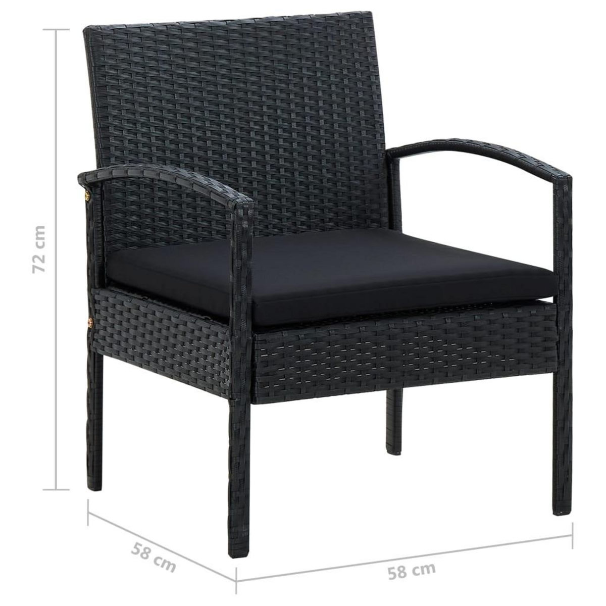 VIDAXL Chaise de jardin avec coussin Resine tressee Noir