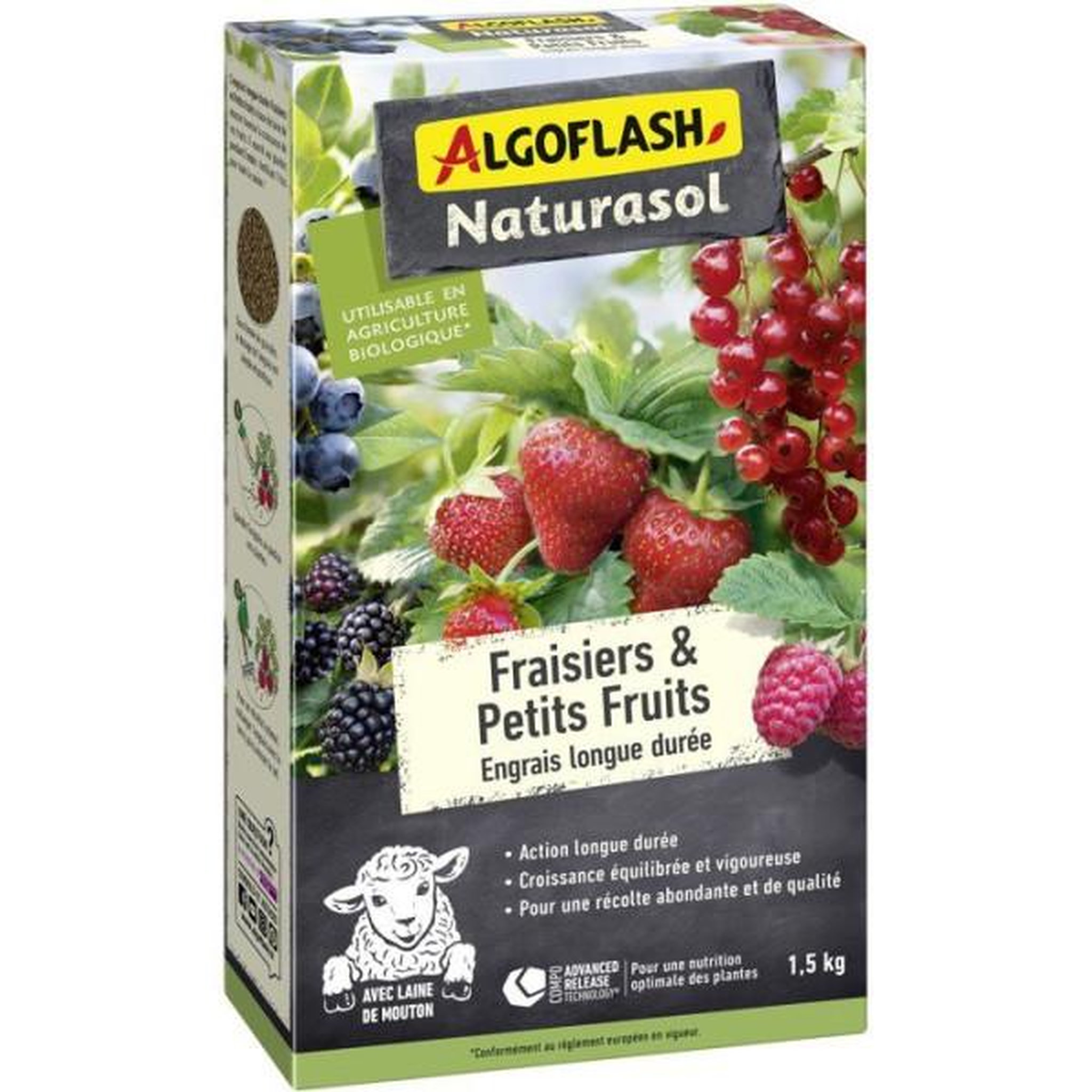ALGOFLASH NATURASOL Engrais fraisiers et petits fruits - algoflash naturasol - longue durée - 1,5 kg - uab