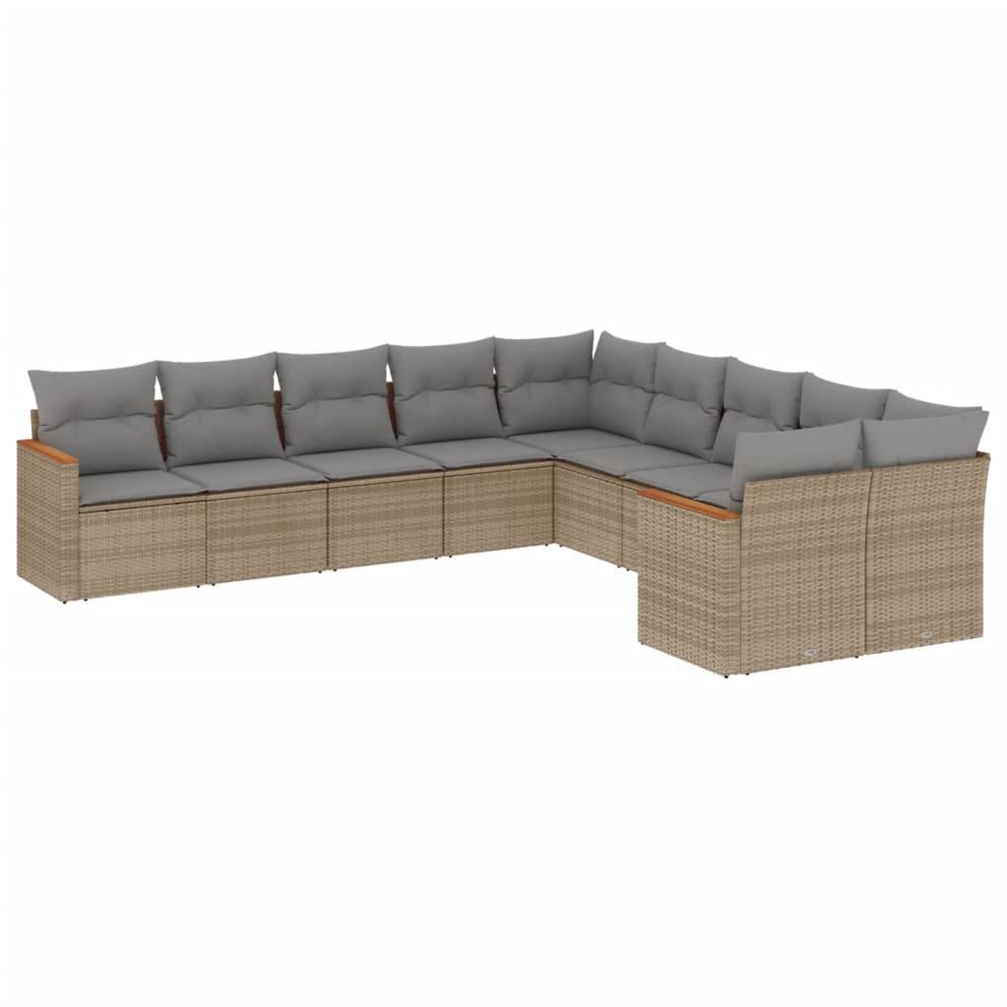 Voir la diapositive 2 : VIDAXL Salon de jardin avec coussins 10 pcs beige resine tressee