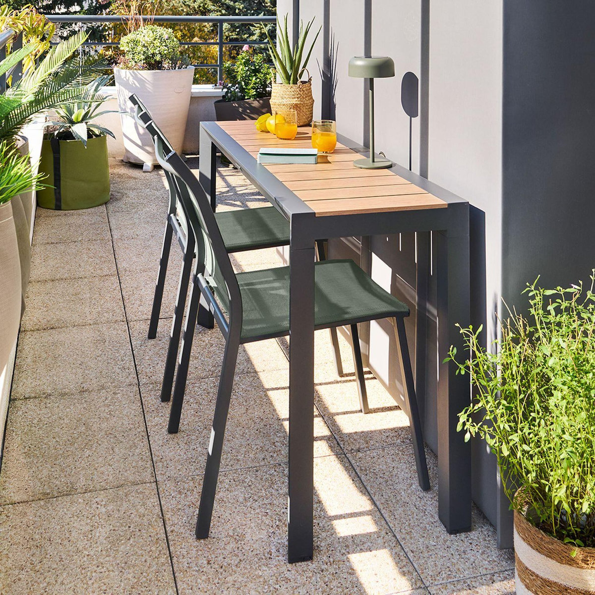 HESPERIDE Console de jardin en aluminium effet bois EVASION