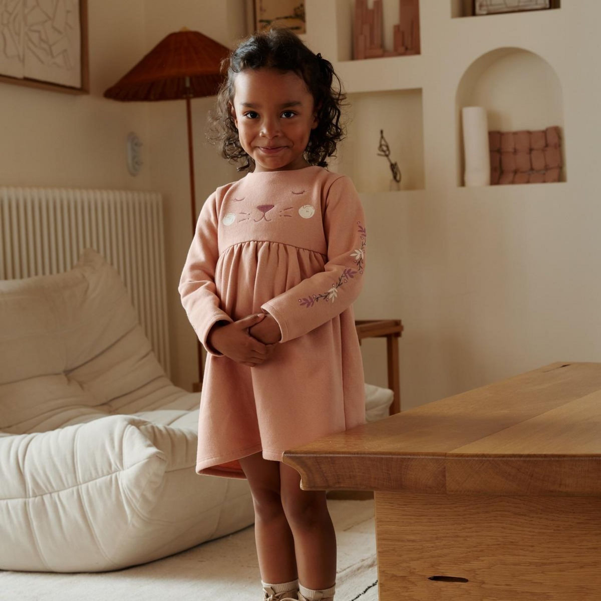 Petit Béguin Robe enfant en molleton Matcha