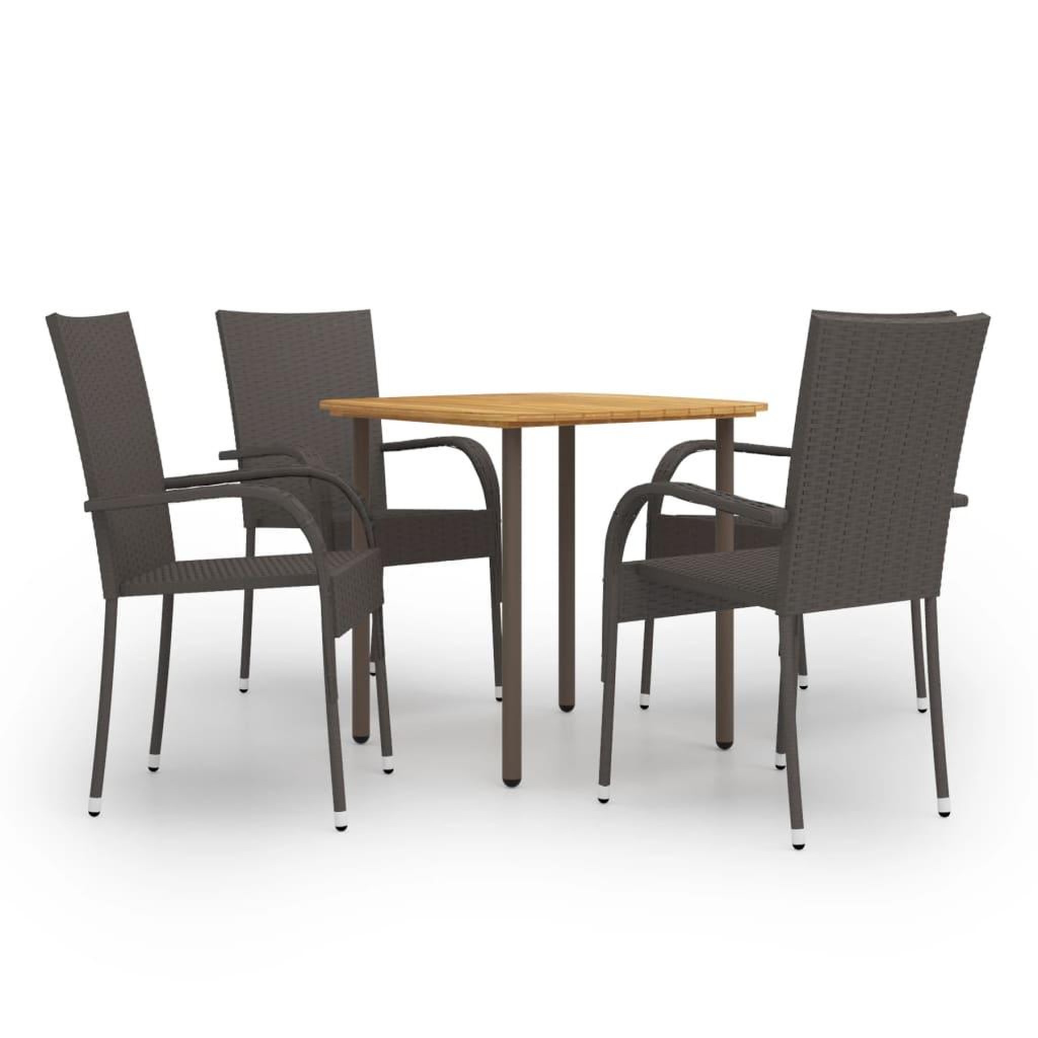Voir la diapositive 1 : VIDAXL Ensemble a manger de jardin 5pcs Resine tressee Marron