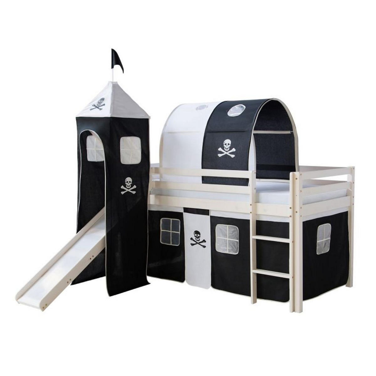 HomeStyle4U Lit avec toboggan 90x200 cm tour tunnel pirates