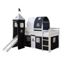 Voir la diapositive 1 : HomeStyle4U Lit avec toboggan 90x200 cm tour tunnel pirates