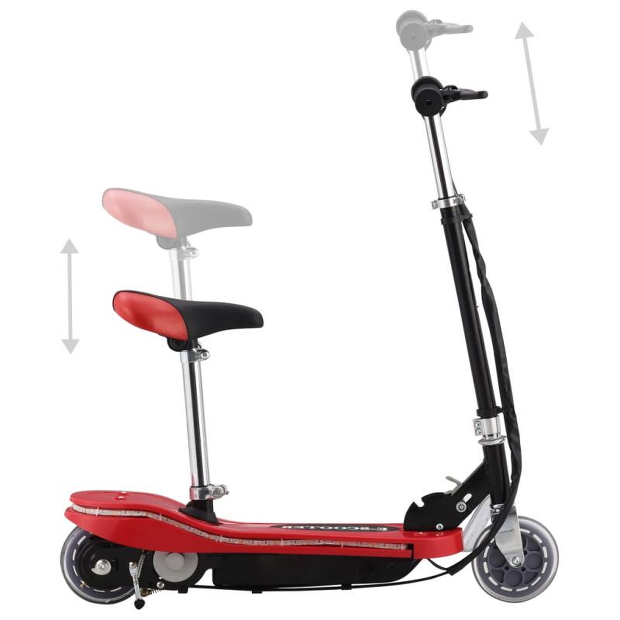 Voir la diapositive 3 : VIDAXL Trottinette pour enfants avec selle et LED 120 W rouge