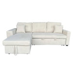 CONCEPT USINE Canapé d'angle convertible 4 places avec coffre en velours côtelé beige GLASGOW