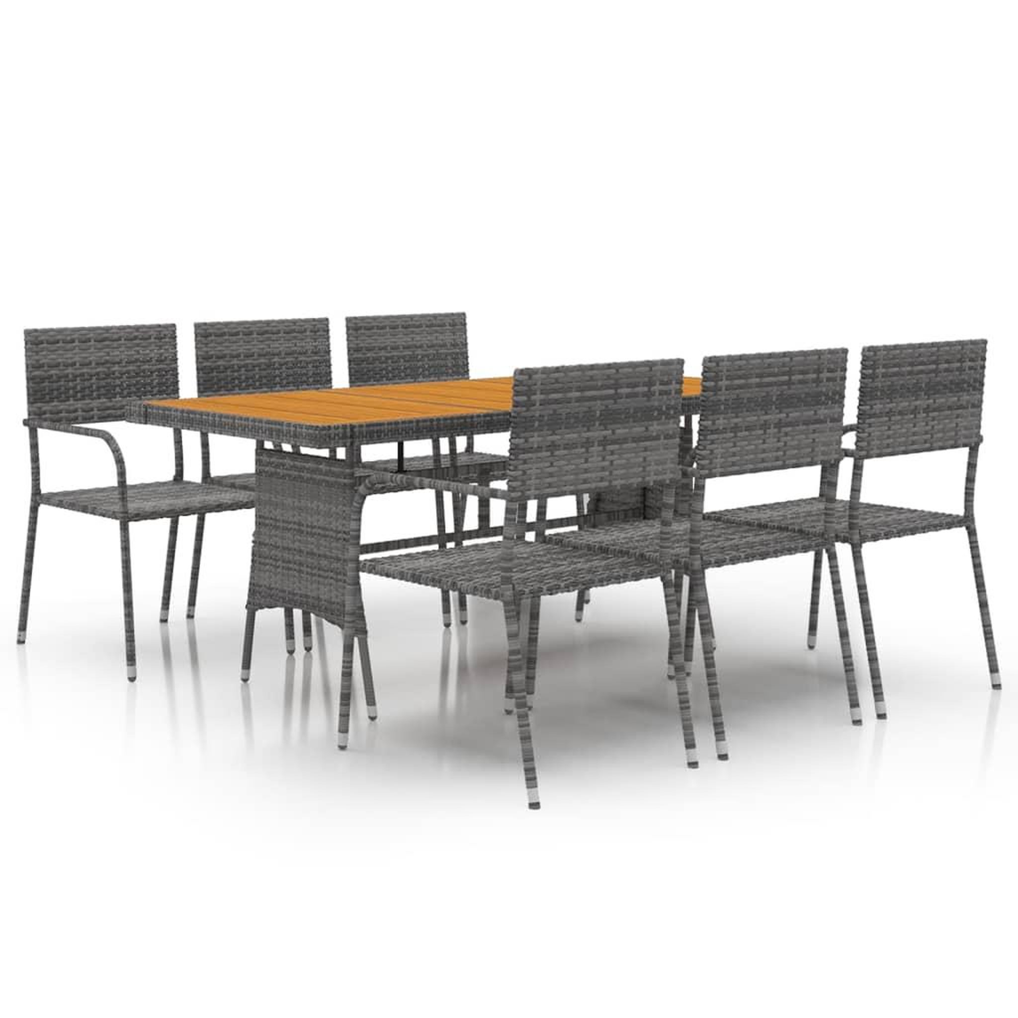 Voir la diapositive 2 : VIDAXL Ensemble a manger d'exterieur 7 pcs Resine tressee Gris
