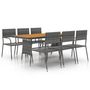 Voir la diapositive 2 : VIDAXL Ensemble a manger d'exterieur 7 pcs Resine tressee Gris