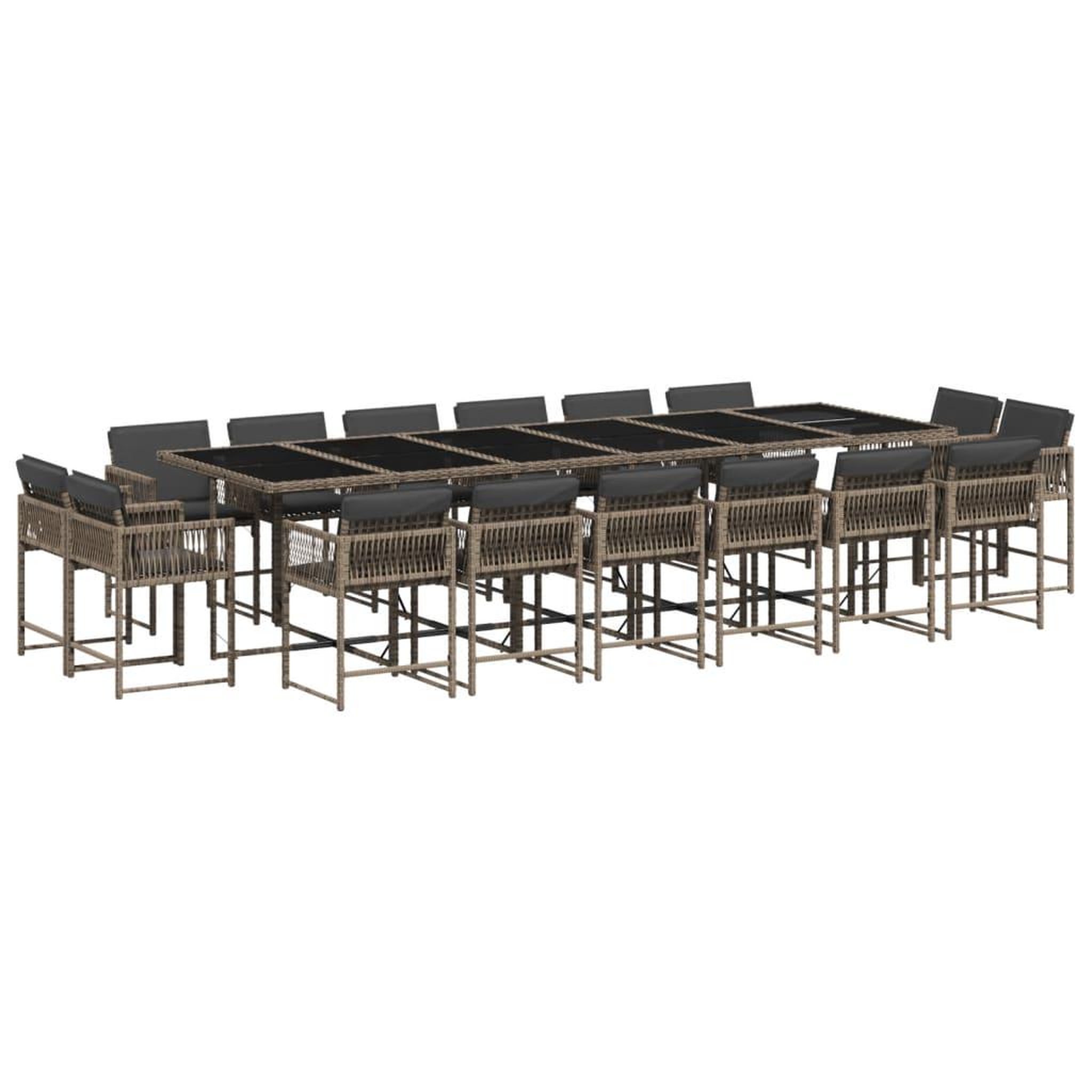 Voir la diapositive 2 : VIDAXL Ensemble a manger de jardin 17 pcs et coussins resine tressee