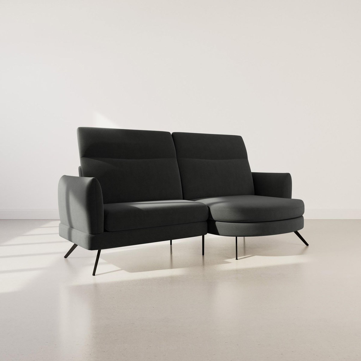 LISA DESIGN Terry - canapé d'angle droit 4 places avec têtières réglables en tissu texturé