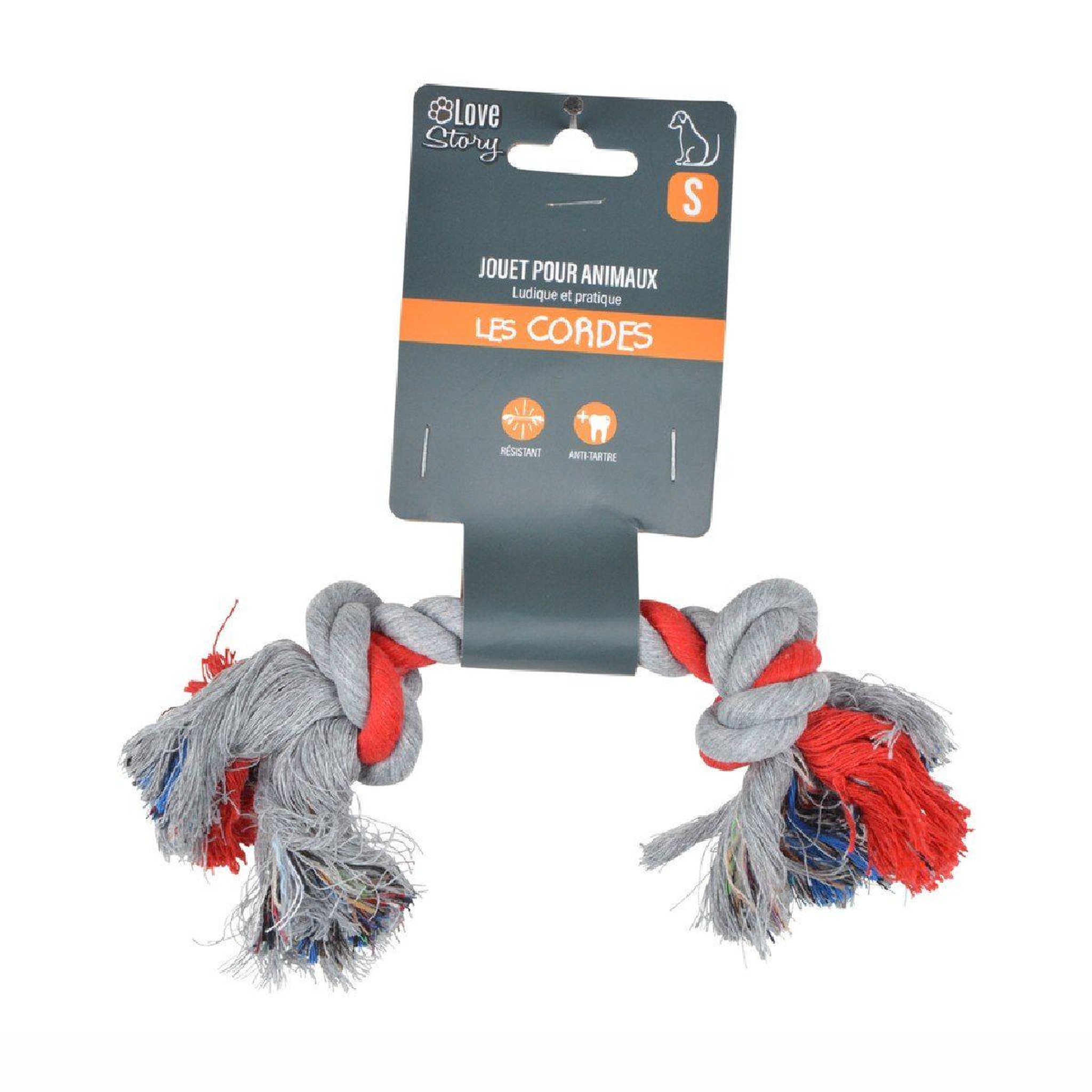 Voir la diapositive 6 : LOVE STORY Jouet pour chien  corde 2 nœuds  17cm multicolore
