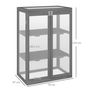 Voir la diapositive 3 : OUTSUNNY Mini serre de jardin 3 niveaux dim. 76L x 47l x 110H cm double porte toit ouvrant bois sapin lasuré gris polycarbonate