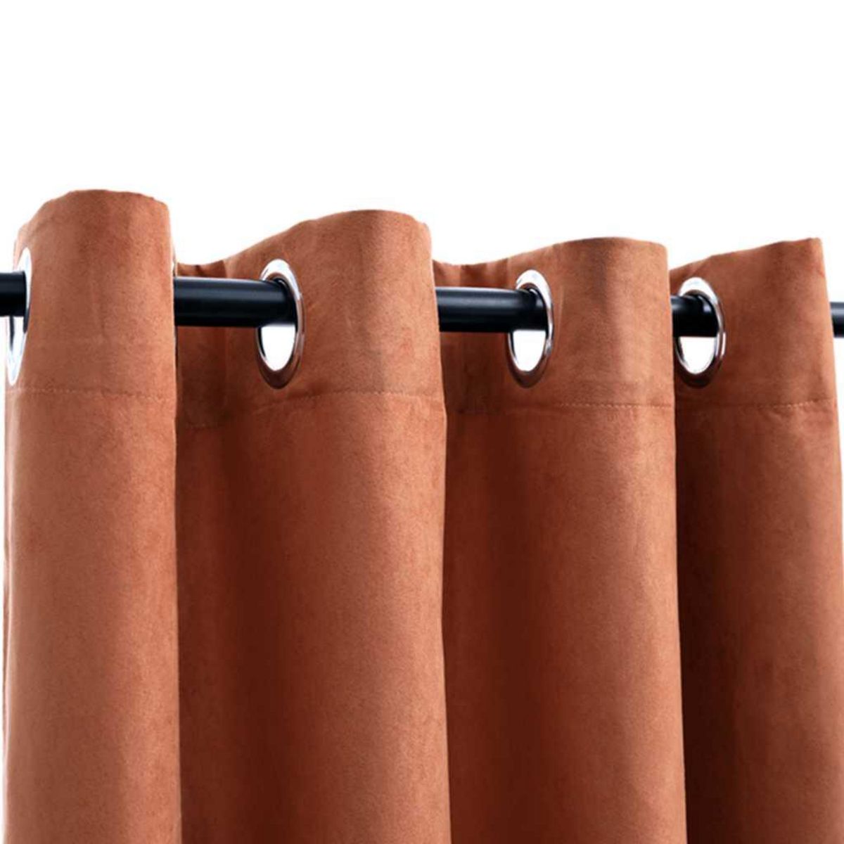 VIDAXL Rideaux occultants et anneaux en metal 2 pcs Rouille 140x225 cm