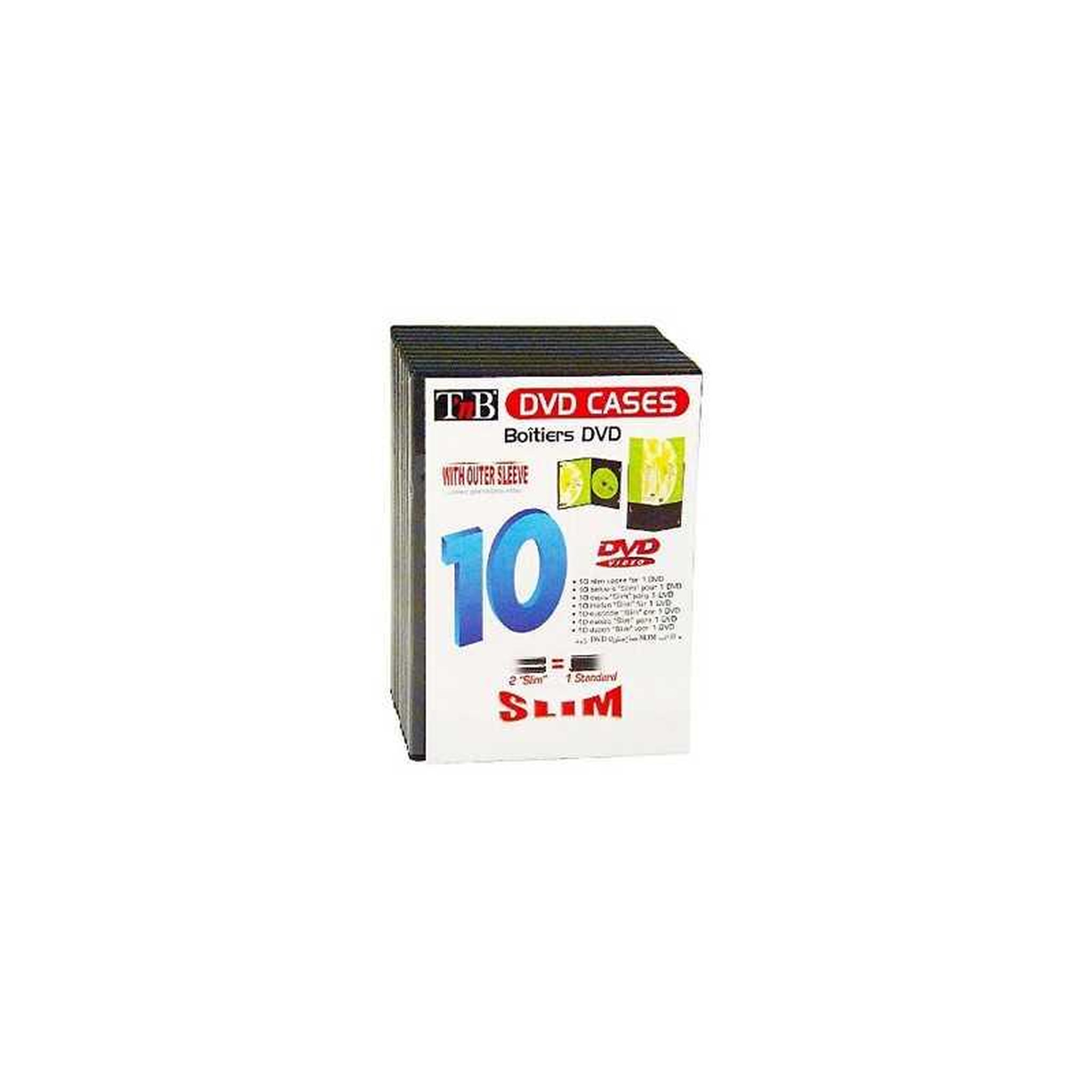 TNB Pack de 10 boîtiers DVD Slim noirs ultra-minces avec fermeture de sécurité