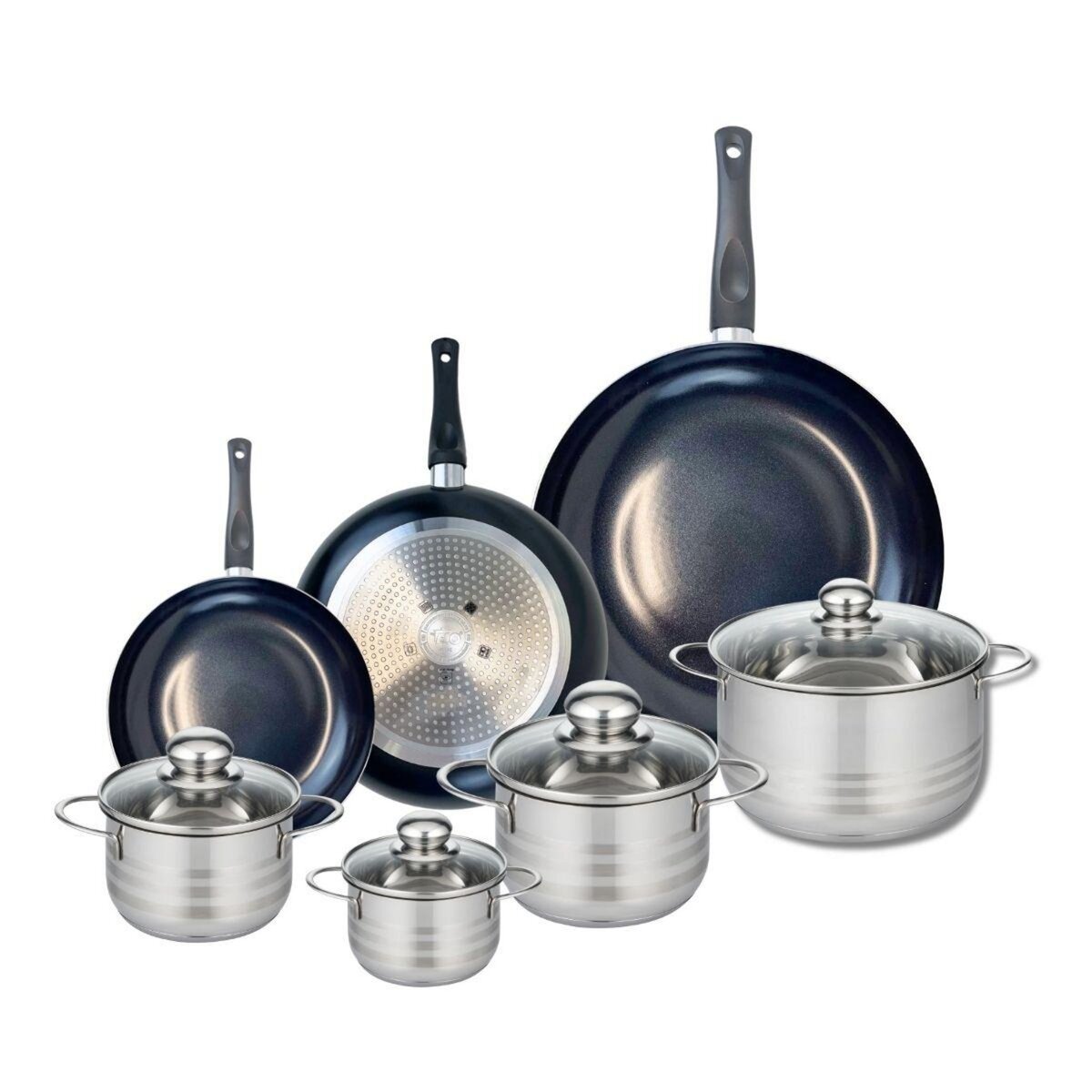 ELO Ensemble de 3 Poêles de cuisson 20, 24 et 32 cm et 4 faitouts 12, 14, 16 et 20 cm Elo Prima Brillant