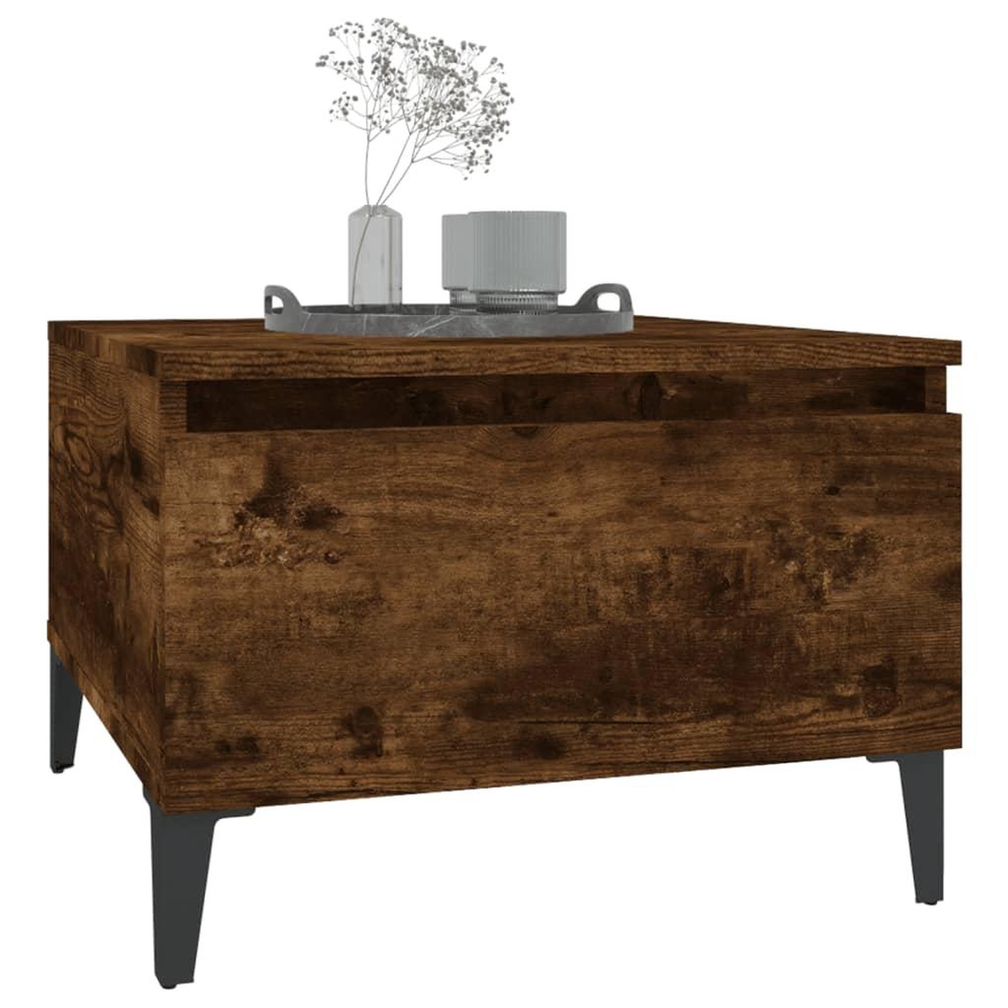 Voir la diapositive 4 : VIDAXL Table d'appoint Chene fume 50x46x35 cm Bois d'ingenierie