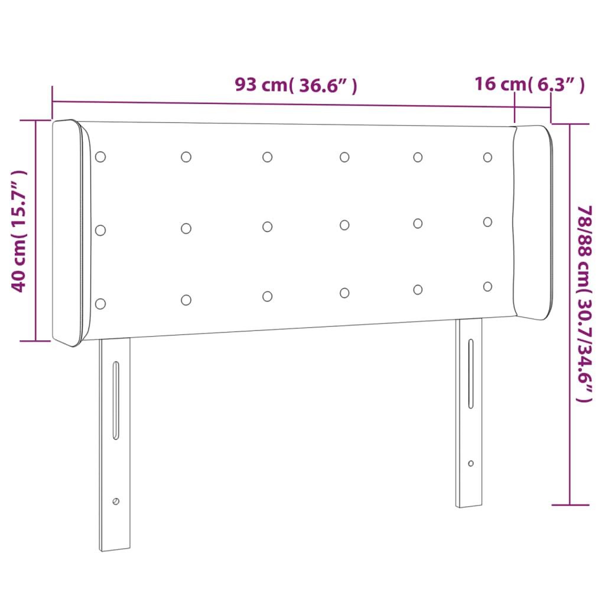 Voir la diapositive 6 : VIDAXL Tete de lit avec oreilles Gris clair 93x16x78/88 cm Tissu