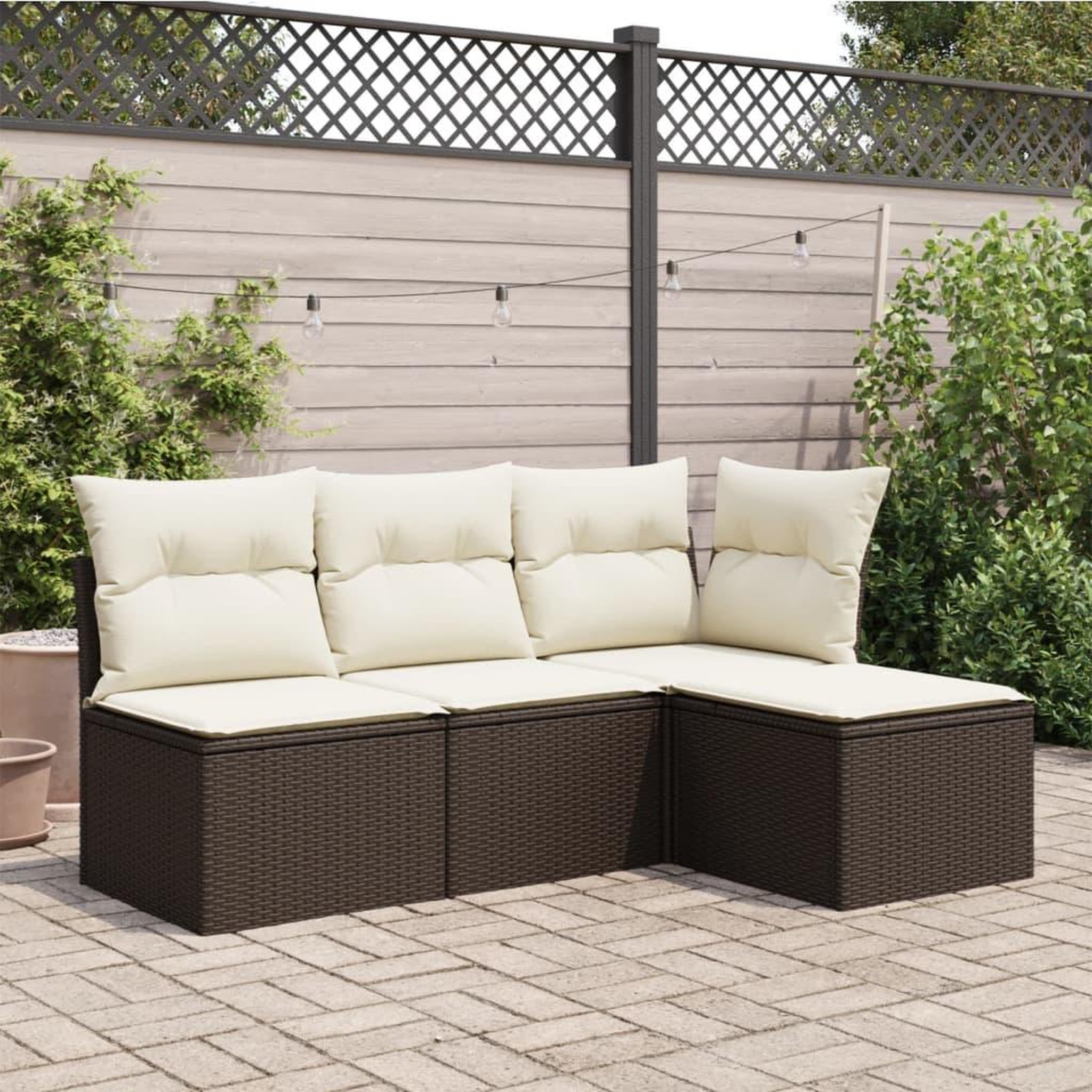 Voir la diapositive 3 : VIDAXL Tabouret de jardin avec coussin brun 55x55x37 cm resine tressee