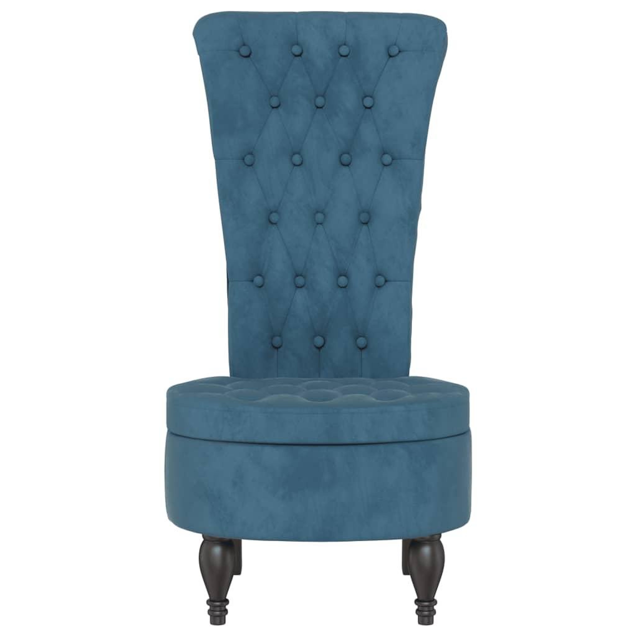Voir la diapositive 3 : VIDAXL Chaise a dossier haut bleu velours conception de bouton