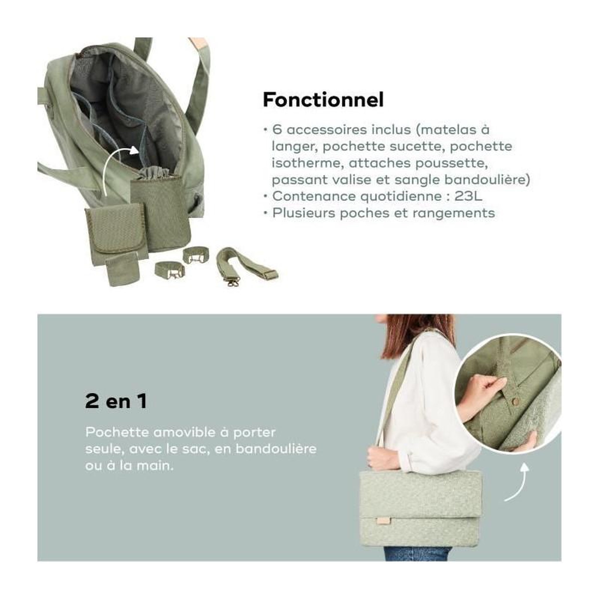 Voir la diapositive 4 : BABYMOOV Babymoov Sac (a langer) Day to Day - Tendance et Fonctionnel, Capacité 23L, Nombreuses poches, 6 Accessoires inclus, Abstract