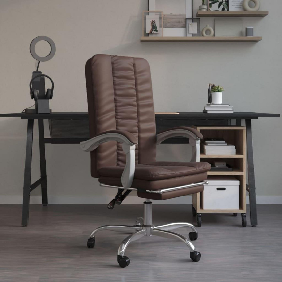 VIDAXL Fauteuil inclinable de bureau Marron Similicuir