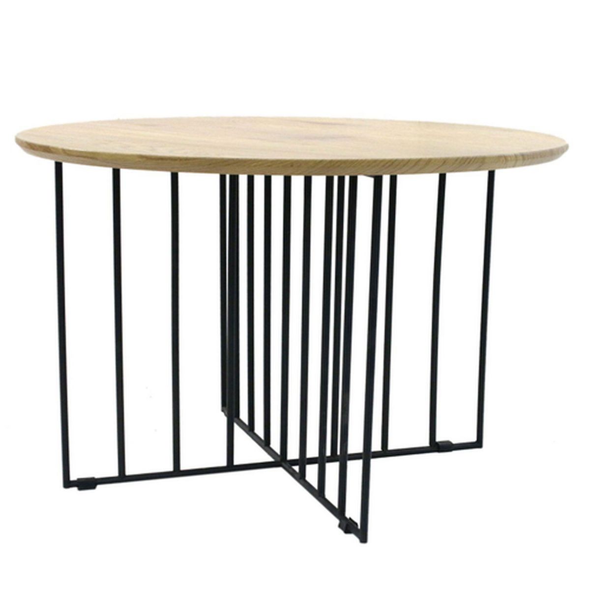 The Home Deco Factory Table basse industrielle bois et métal Maverick - Diam. 70 x H. 45 cm - Noir