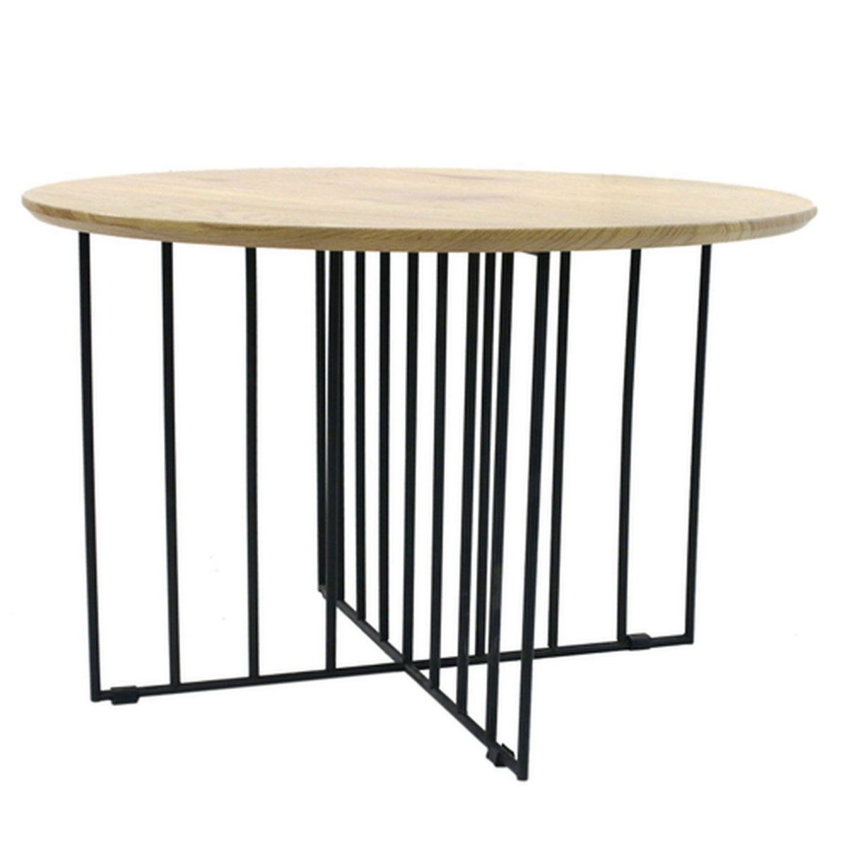The Home Deco Factory Table basse industrielle bois et métal Maverick - Diam. 70 x H. 45 cm - Noir