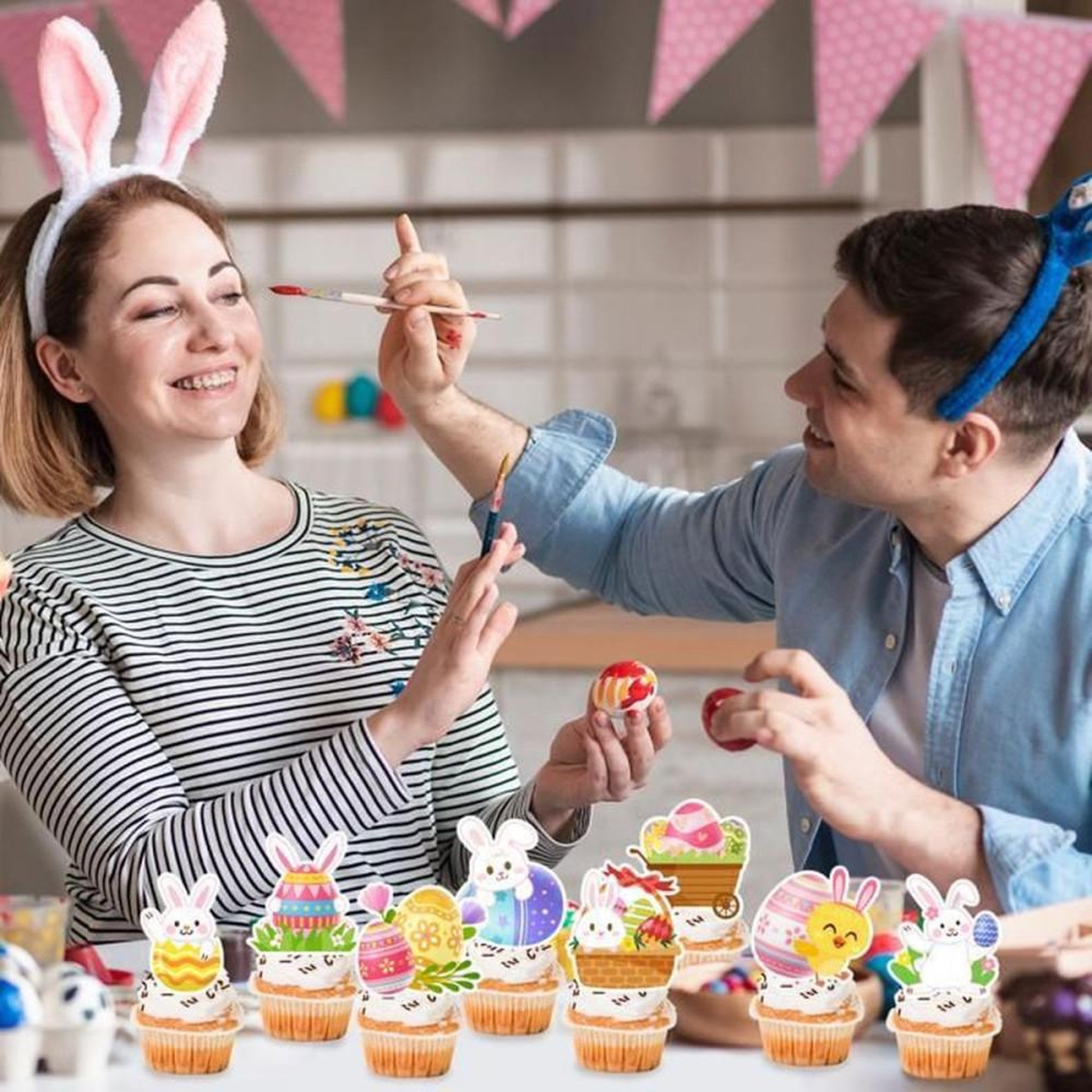 Voir la diapositive 6 : Décorations pour gâteau et cupcakes Joyeuses Pâques multicolores 25 pièces