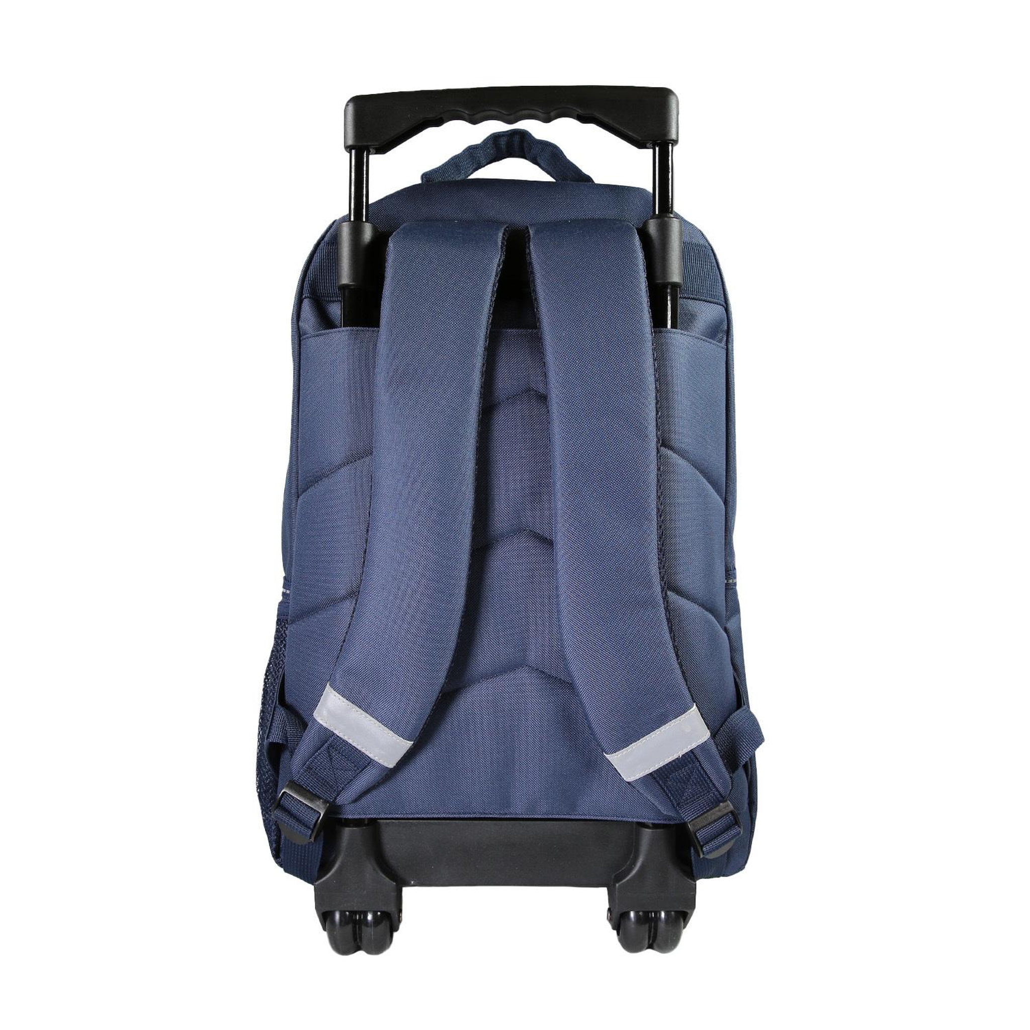 Voir la diapositive 4 : Bagtrotter Bagtrotter - Super Mario - Sac à Dos Scolaire - Sac à Dos à Roulettes -  Marine - 2 Compartiments Zippés - 1 Poche Bouteille - 33x16x45cm - Bretelles Matelassées - Dos Matelassé - Matière Polyester - Sac à Dos Scolaire Primaire