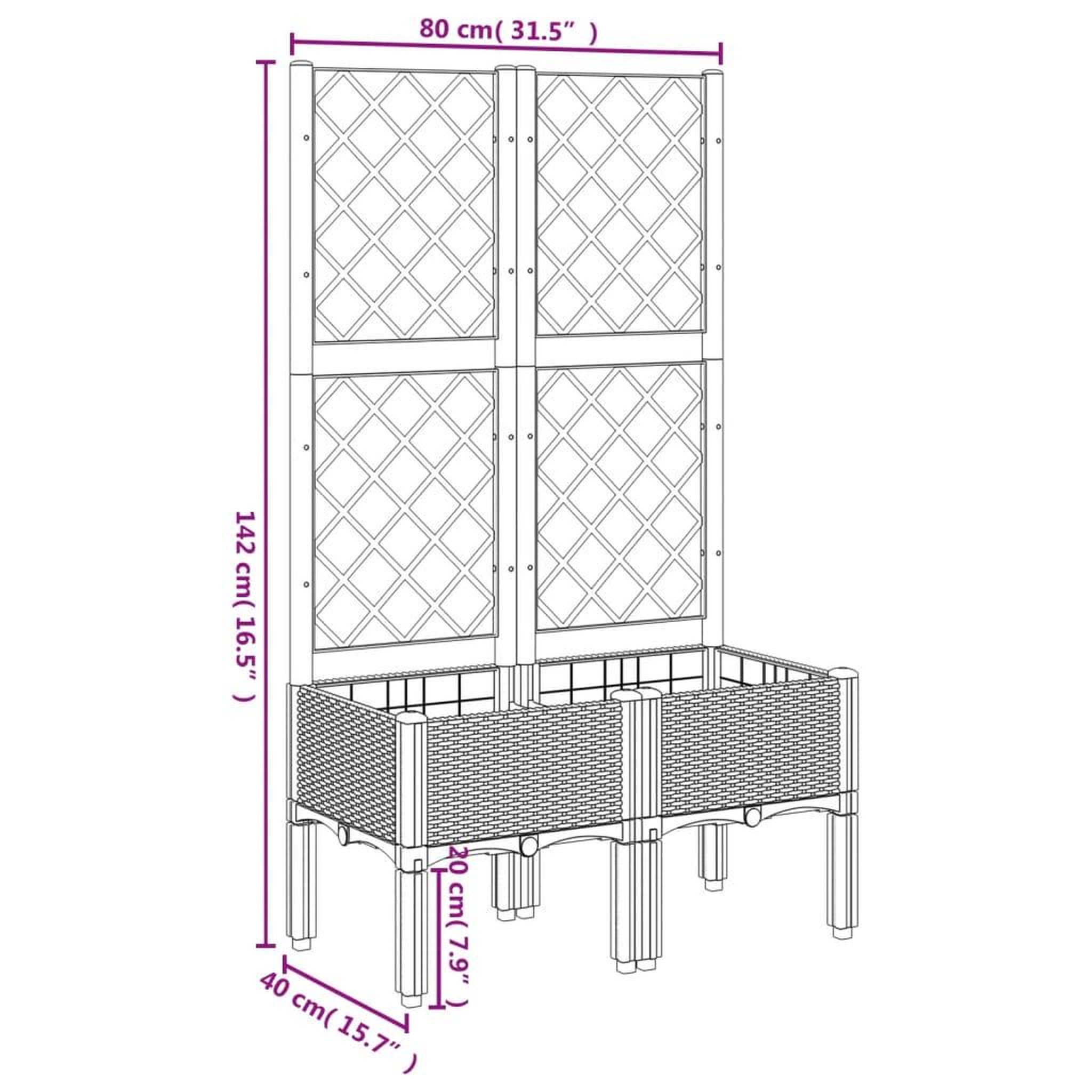 Voir la diapositive 6 : VIDAXL Jardiniere avec treillis bleu gris 80x40x142 cm PP