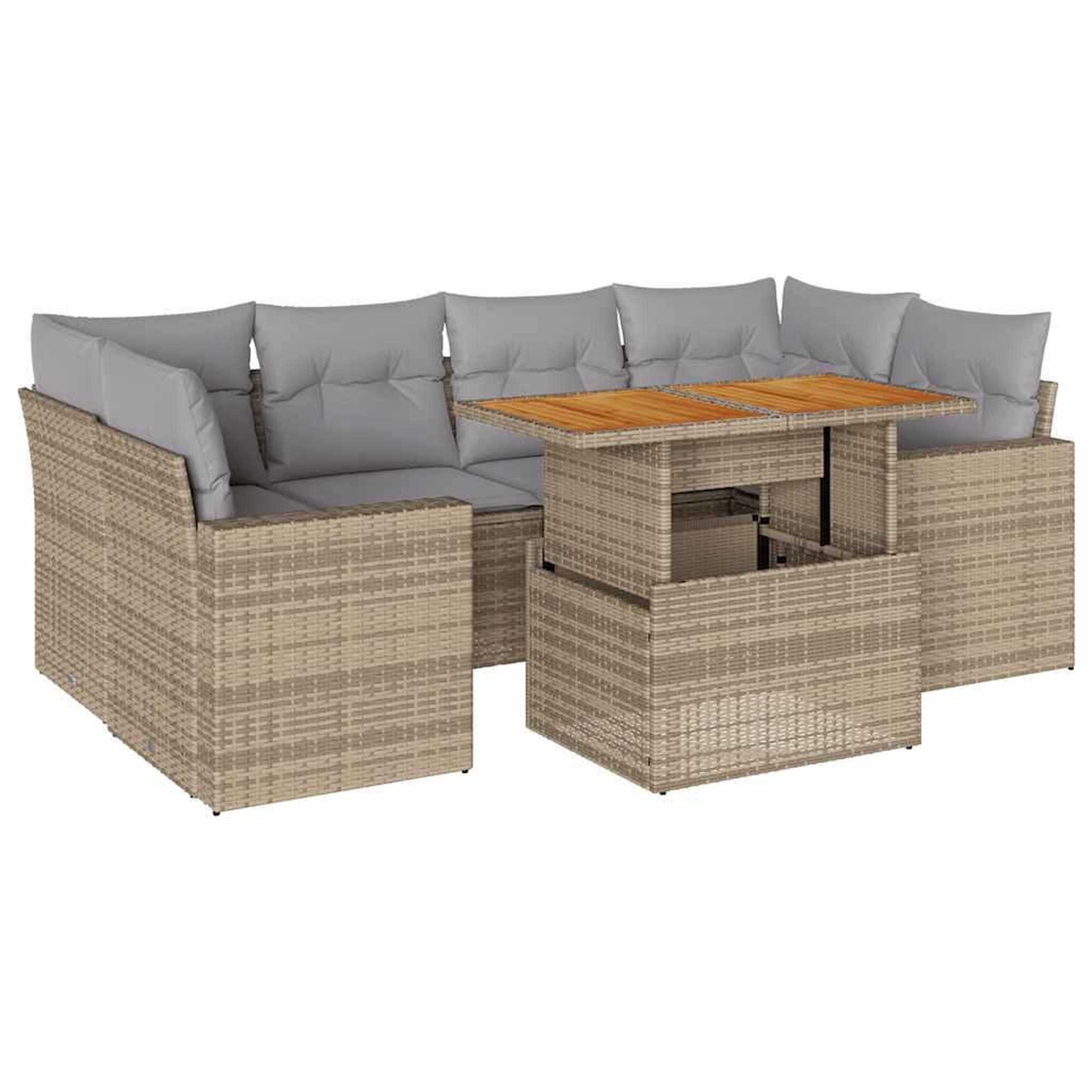 Voir la diapositive 2 : VIDAXL Salon de jardin avec coussins 7 pcs beige resine tressee