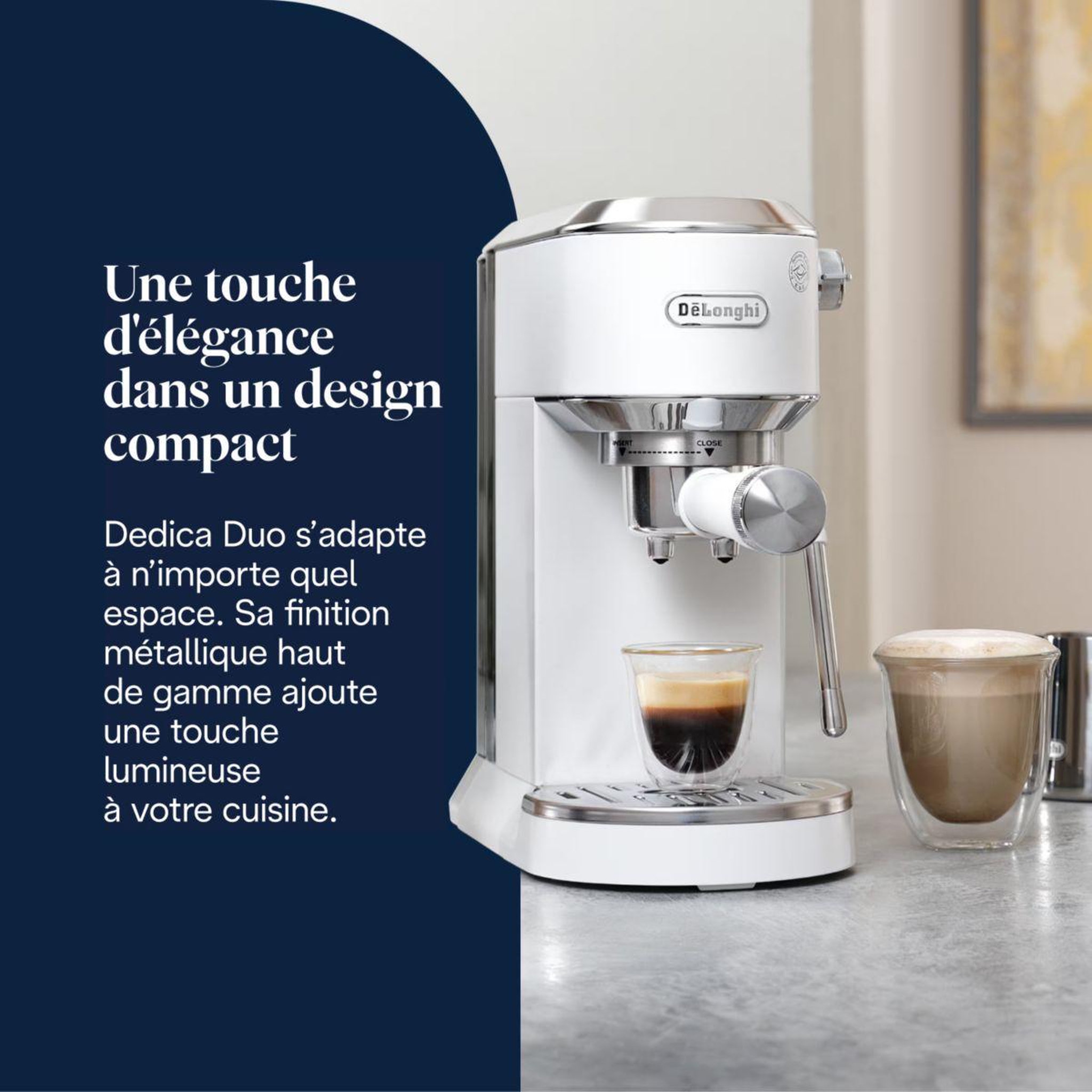 Voir la diapositive 2 : DELONGHI Machine à expresso ec890.wi dedica duo blanche