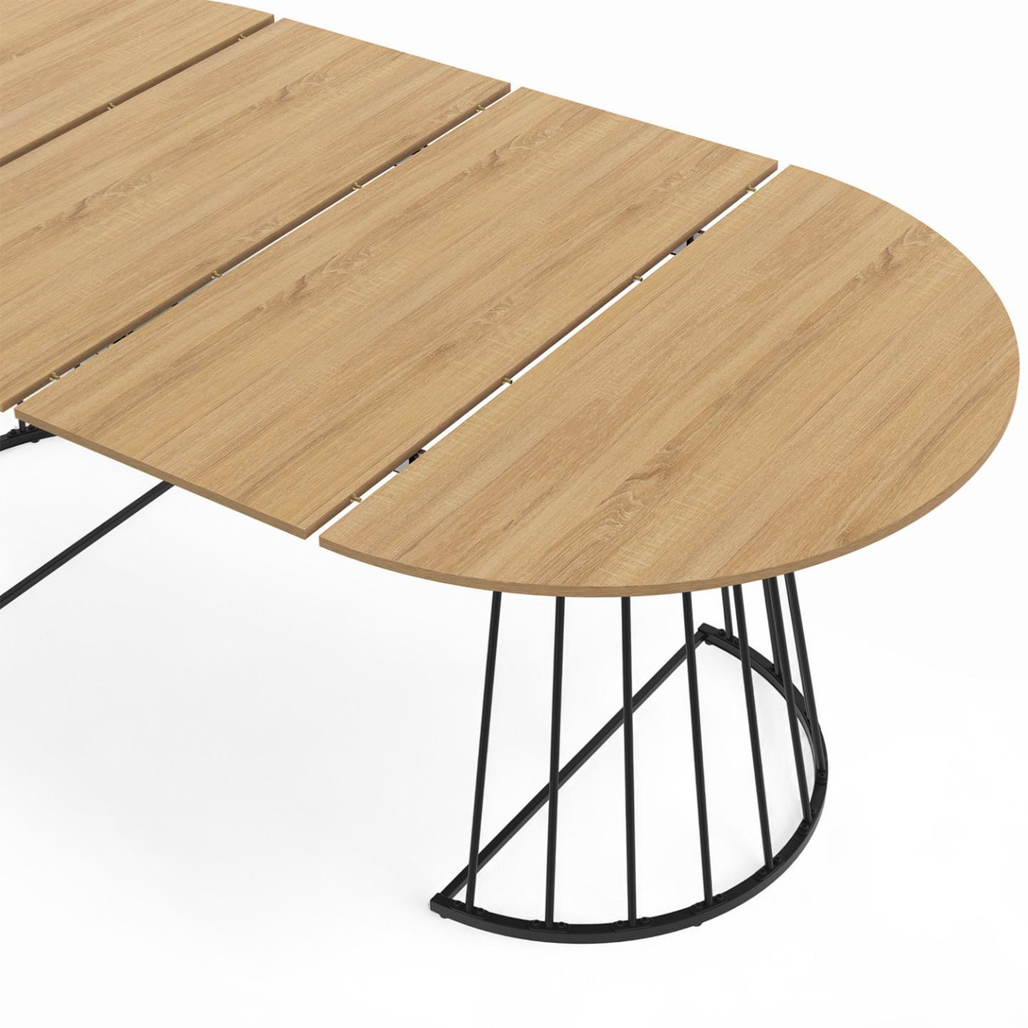 Voir la diapositive 6 : ID MARKET Table à manger extensible ronde yuna 4-10 personnes bois et noir 110 - 200 cm