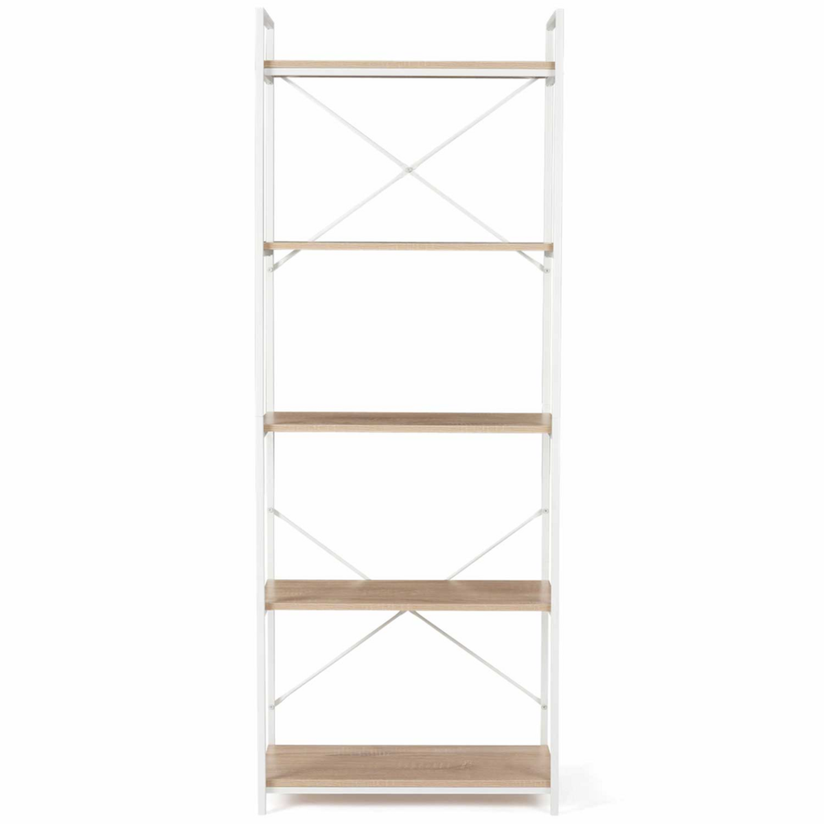 ID MARKET Etagère 5 niveaux DETROIT 170cm design industriel bois et métal blanc