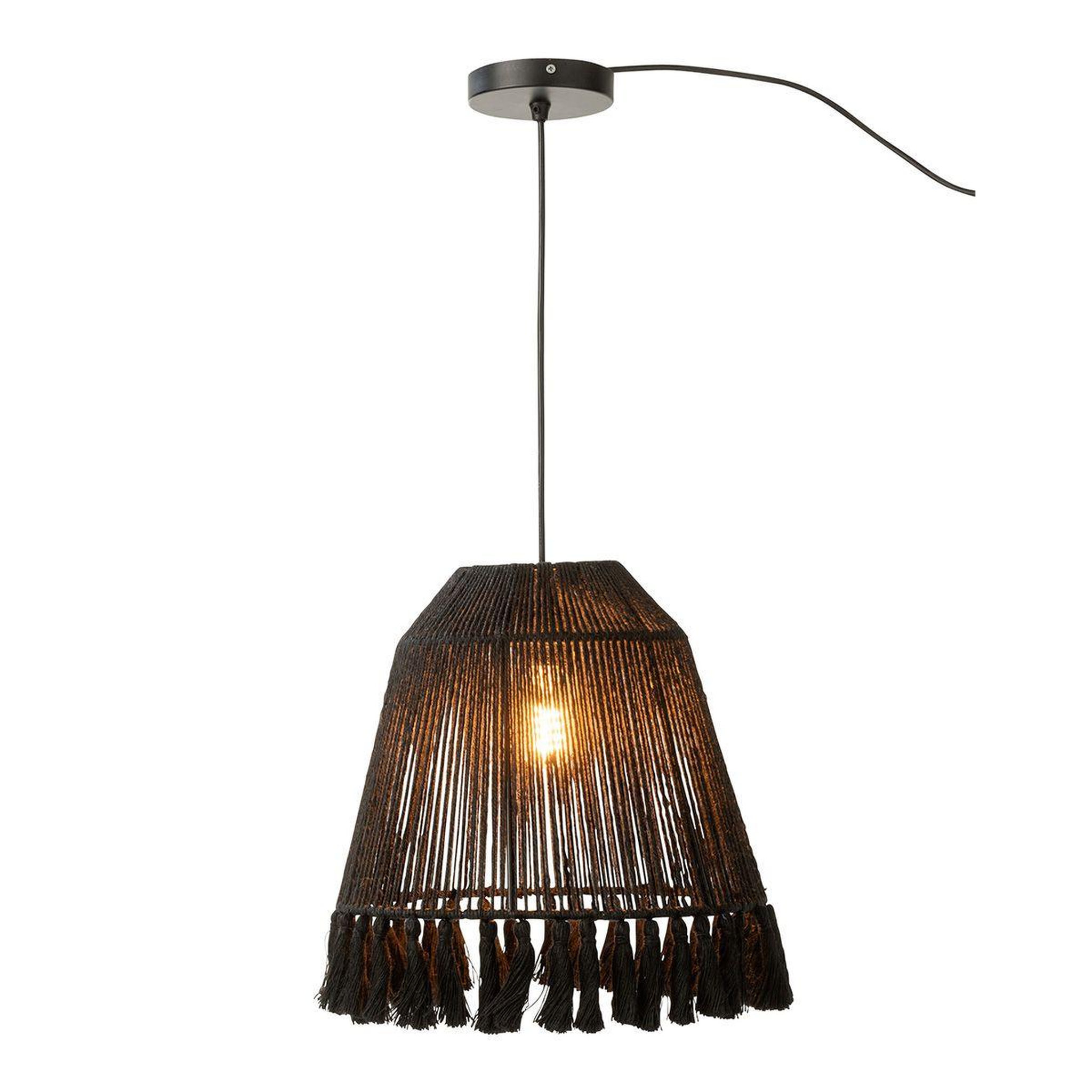 Voir la diapositive 2 : J-LINE Lampe Suspension en Jute  Celia  33cm Noir