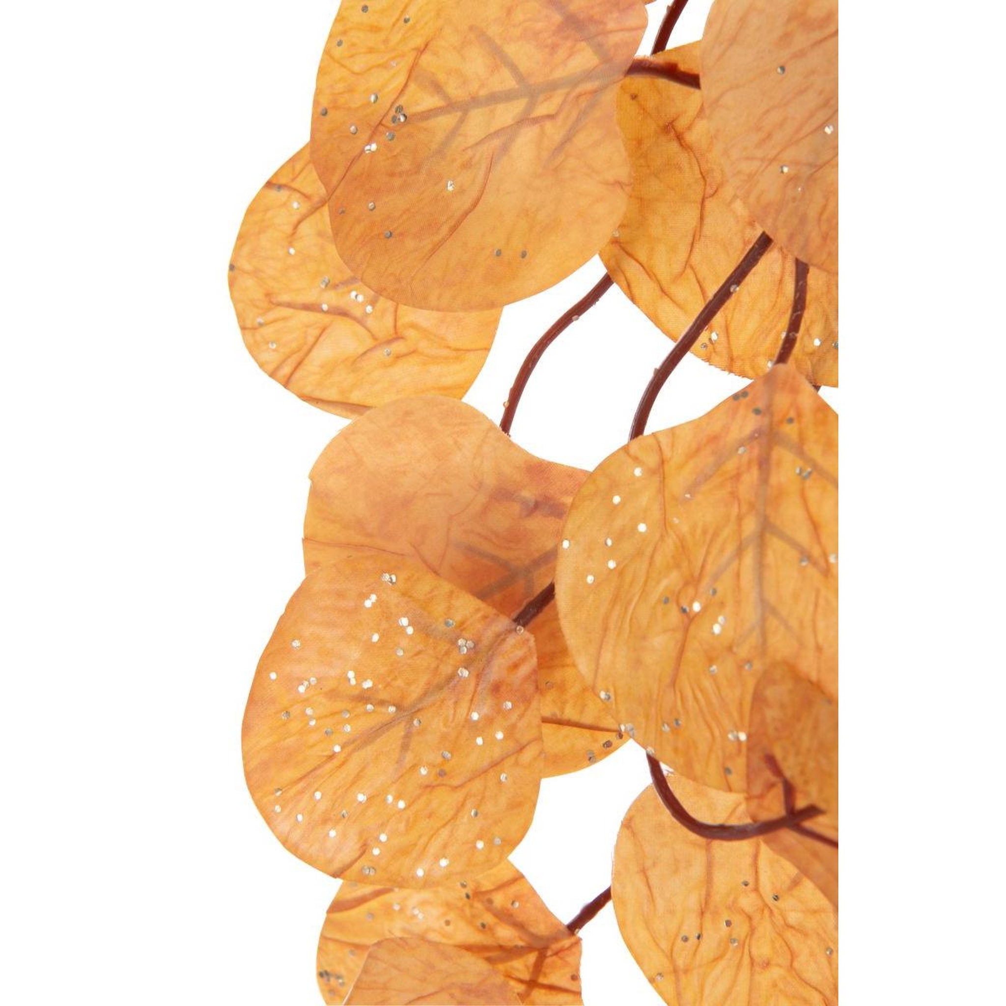 Voir la diapositive 2 : J-LINE Guirlande de feuilles  paillettes  165cm rouille