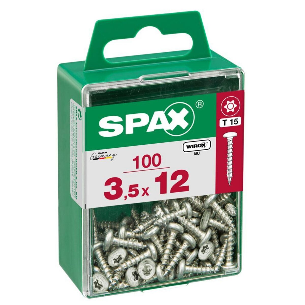 CENTRALE BRICO Lot de 100 vis acier tête ronde torx SPAX, Diam.3.5 mm x L.12 mm