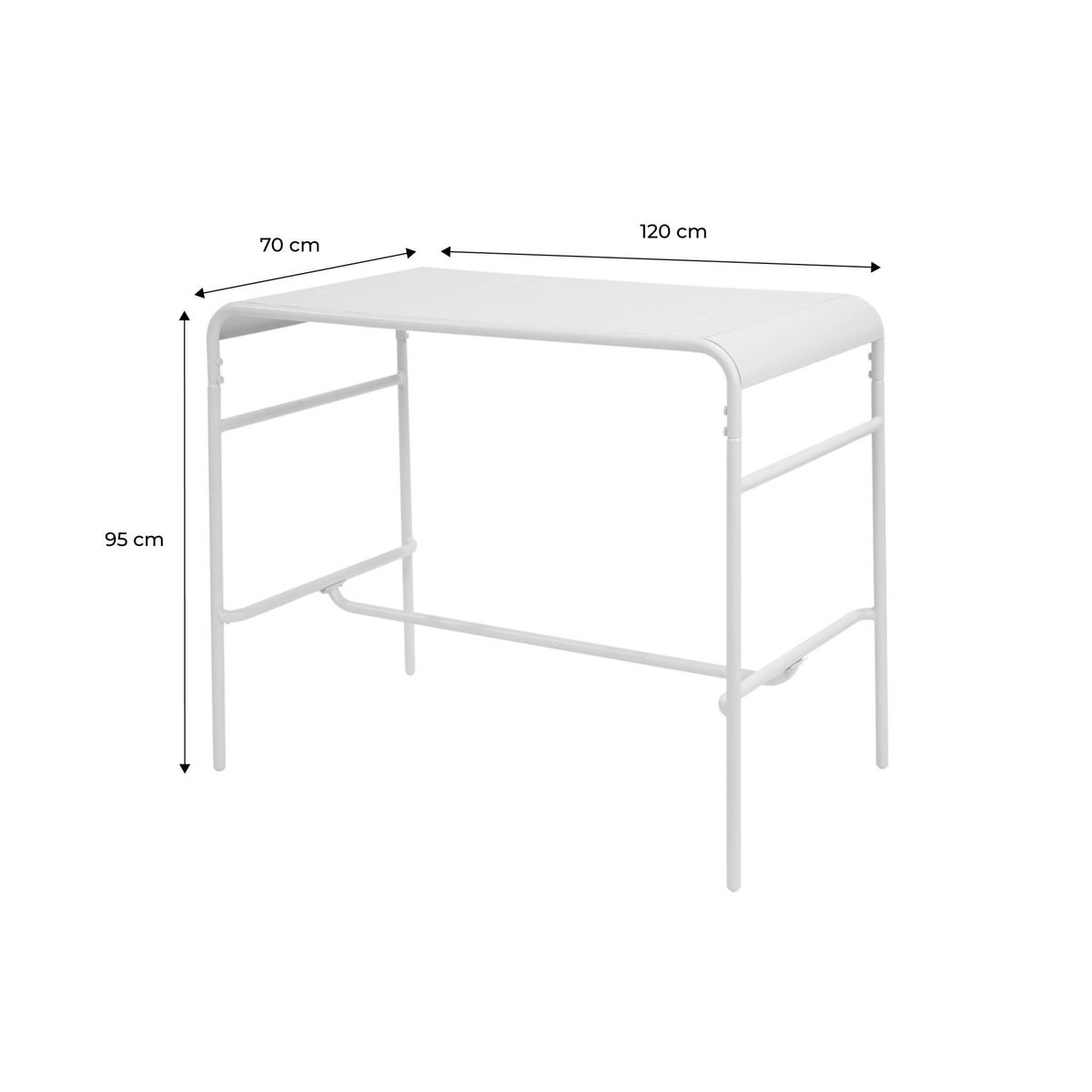 SWEEEK Table haute de jardin métal 4 places, Amelia 120 x 70cm x 95cm