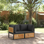 VIDAXL Salon de jardin avec coussins 2 pcs bois massif acacia