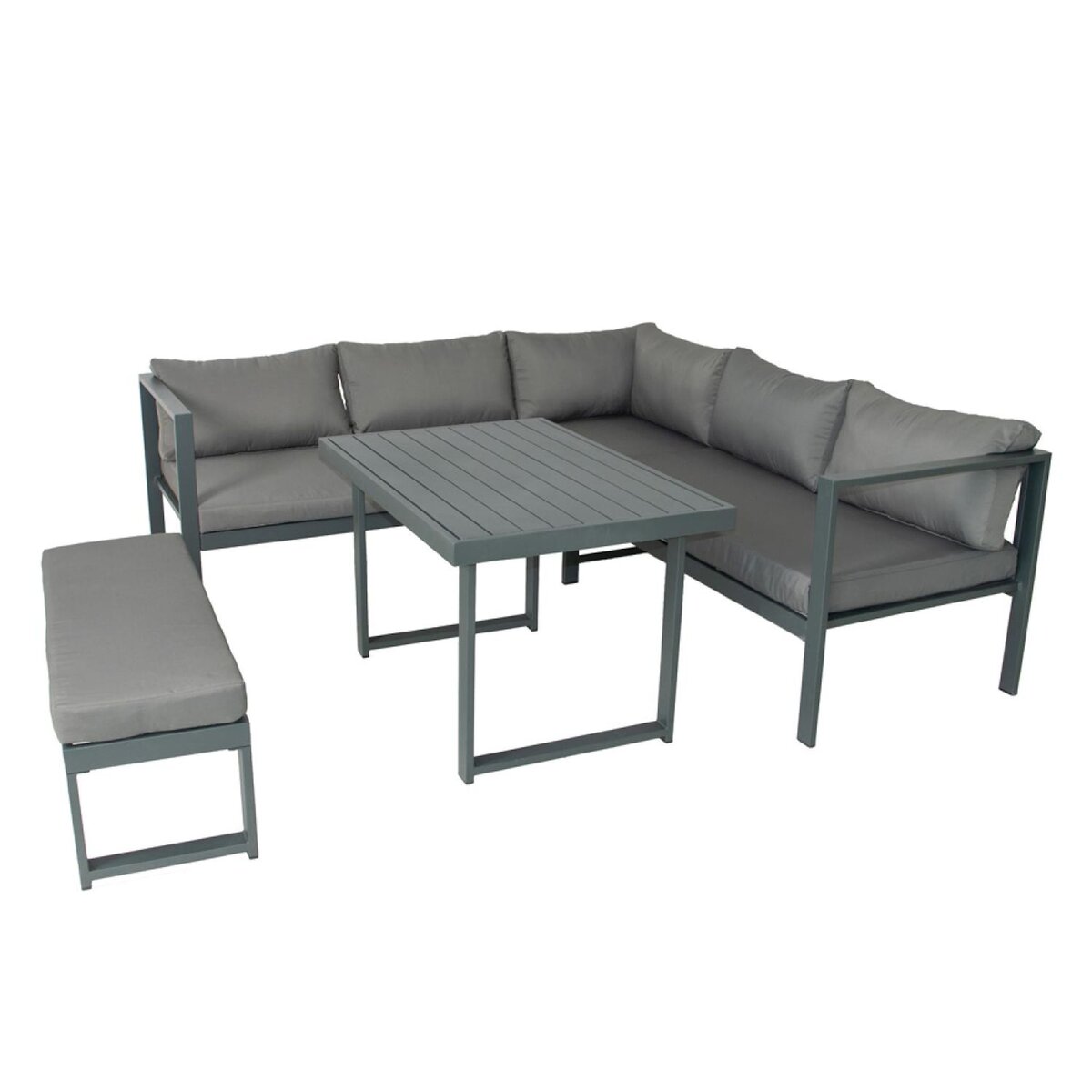 CONCEPT USINE salon de jardin panoramique 8 places en résine tressée noir et gris MARBELLA