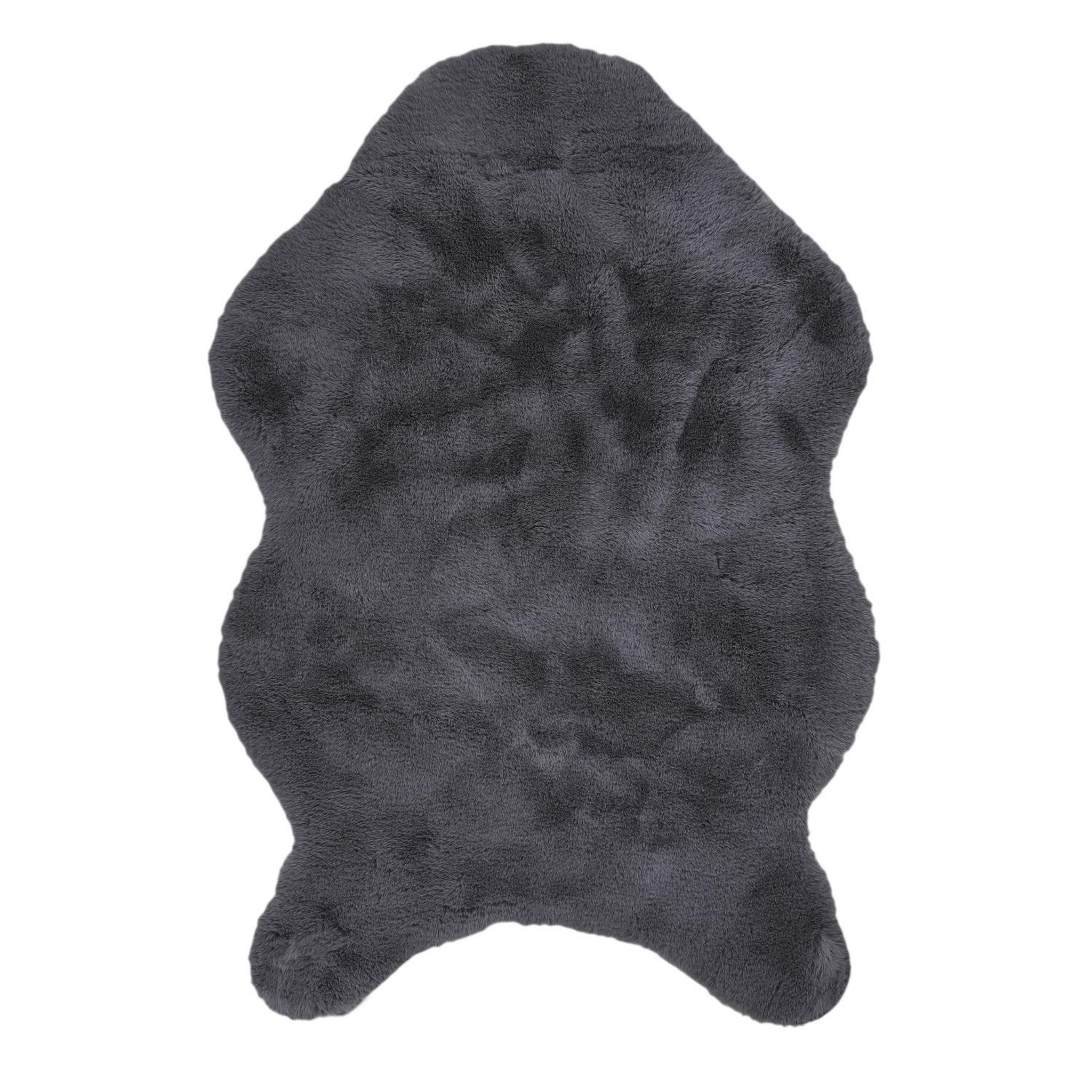 The Home Deco Factory Tapis imitation fourrure poils fins - 60 x 90 cm - gris