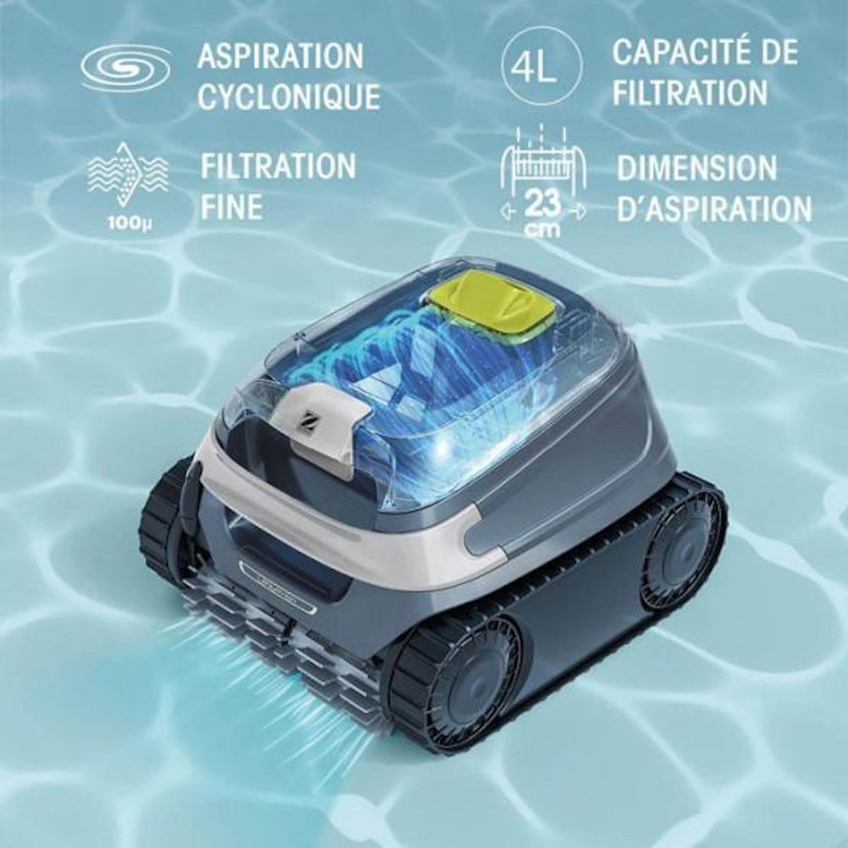 Zodiac Robot de piscine - ZODIAC - CNX-Li 5220 iQ - Fond et parois et ligne d'eau - Piscines jusqu'a 10 x 5 m - 1 cycle complet 2h