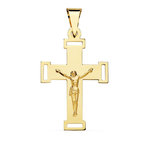 L'ATELIER D'AZUR Pendentif  - Médaille Christ sur la Croix Or 18 Carats 750 Jaune - Chaine Offerte