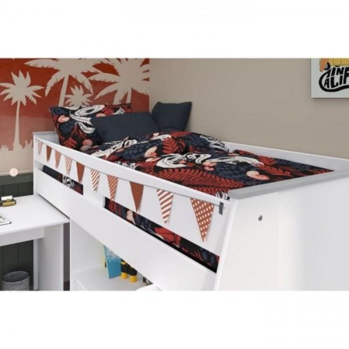 PARISOT Lit combiné enfant PARISOT ZOLA - Blanc - 90x200 cm - Sommier inclus