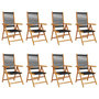 Voir la diapositive 2 : VIDAXL Chaises inclinables de jardin lot de 8 noir bois massif acacia