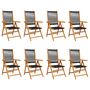 Voir la diapositive 2 : VIDAXL Chaises inclinables de jardin lot de 8 noir bois massif acacia