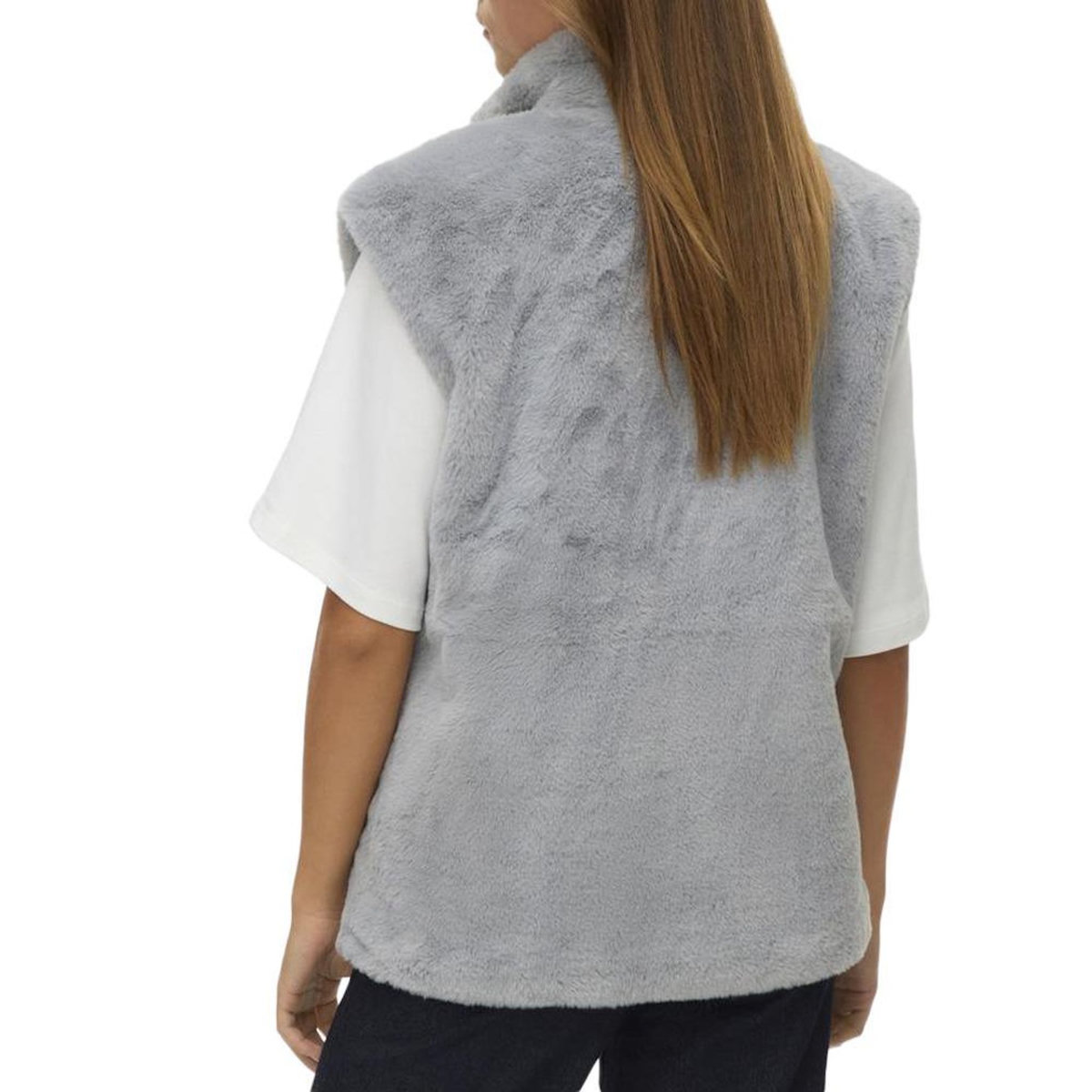 Vero Moda Gilet Fausse Fourrure Gris Femme Vero Moda Japoppy